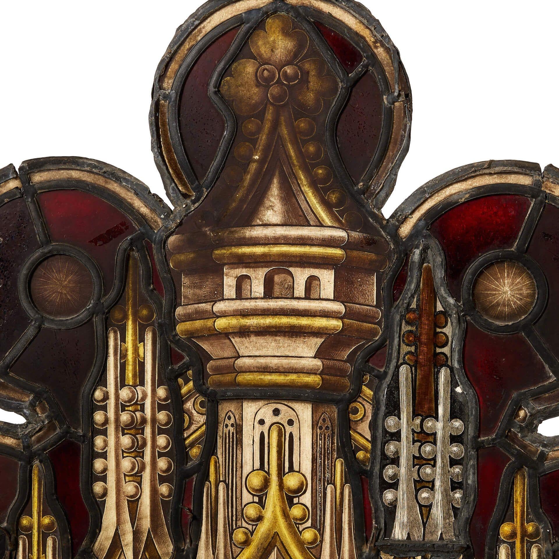 Victorian Atkinson Bros Stained Glass Church Window Panel For Sale