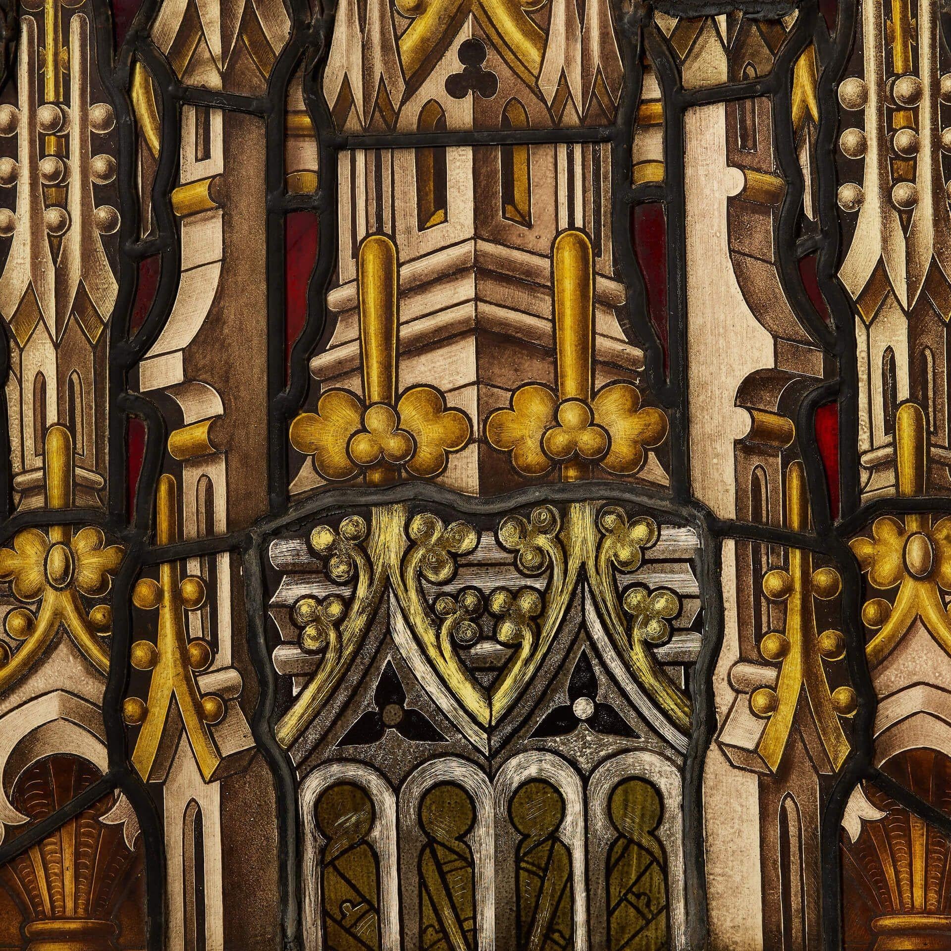 English Atkinson Bros Stained Glass Church Window Panel For Sale