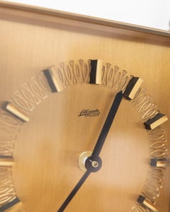 Atlanta Desk Clock Brass Vintage Standing Clock Red Details, 1970s