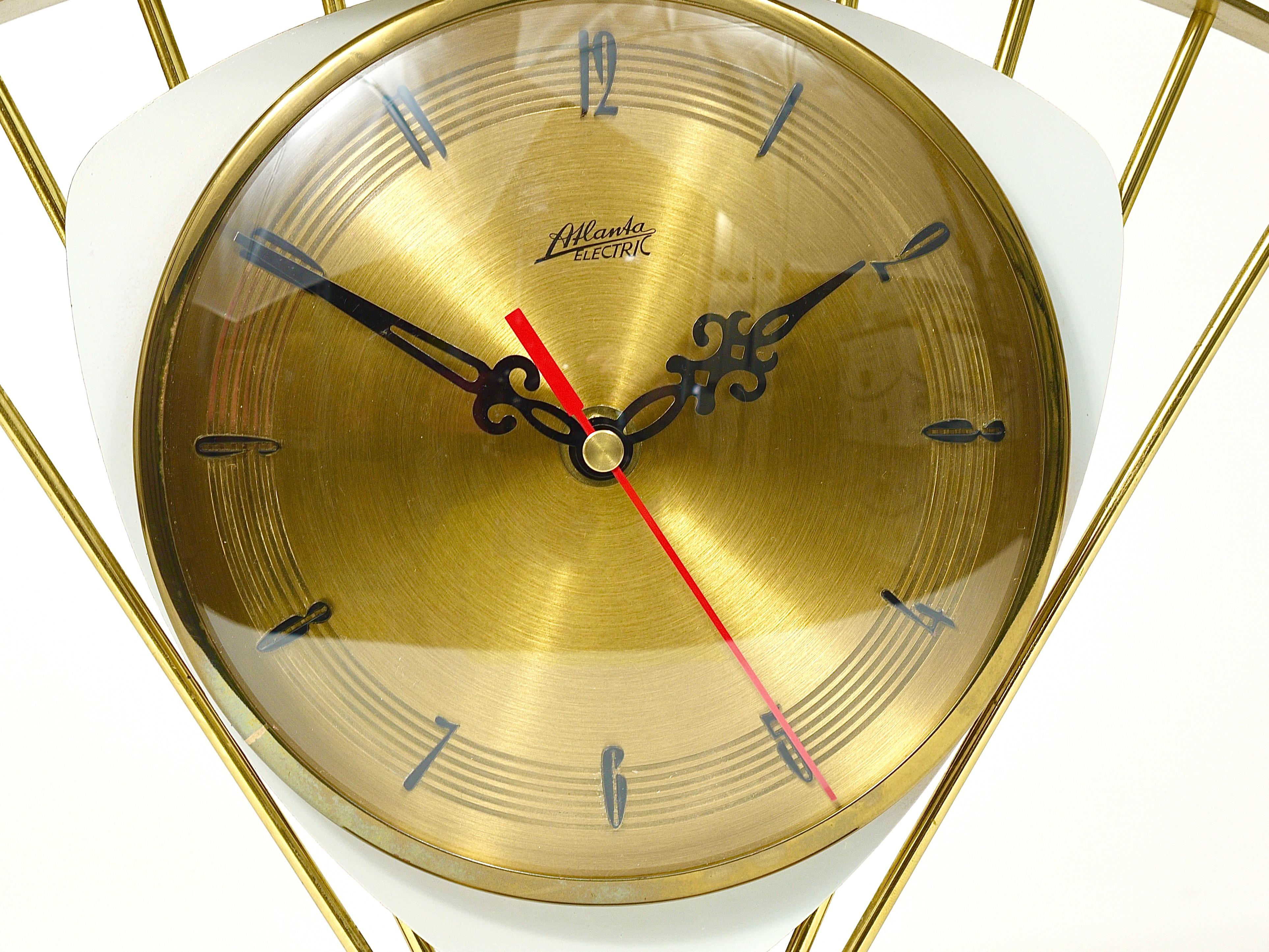 Reloj de sobremesa Atlanta Midcentury Atomic Age Sunburst Brass, Alemania Occidental en venta 8