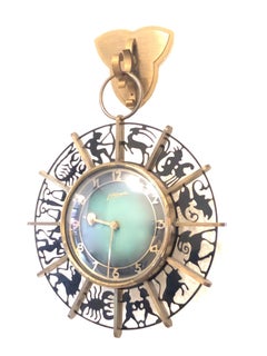 Atlanta Midcentury Zodiac Brass Wall Clock, Germany, 1950s