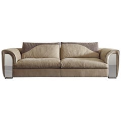 Atlanta Sofa with Leather and Shiny Steel Details