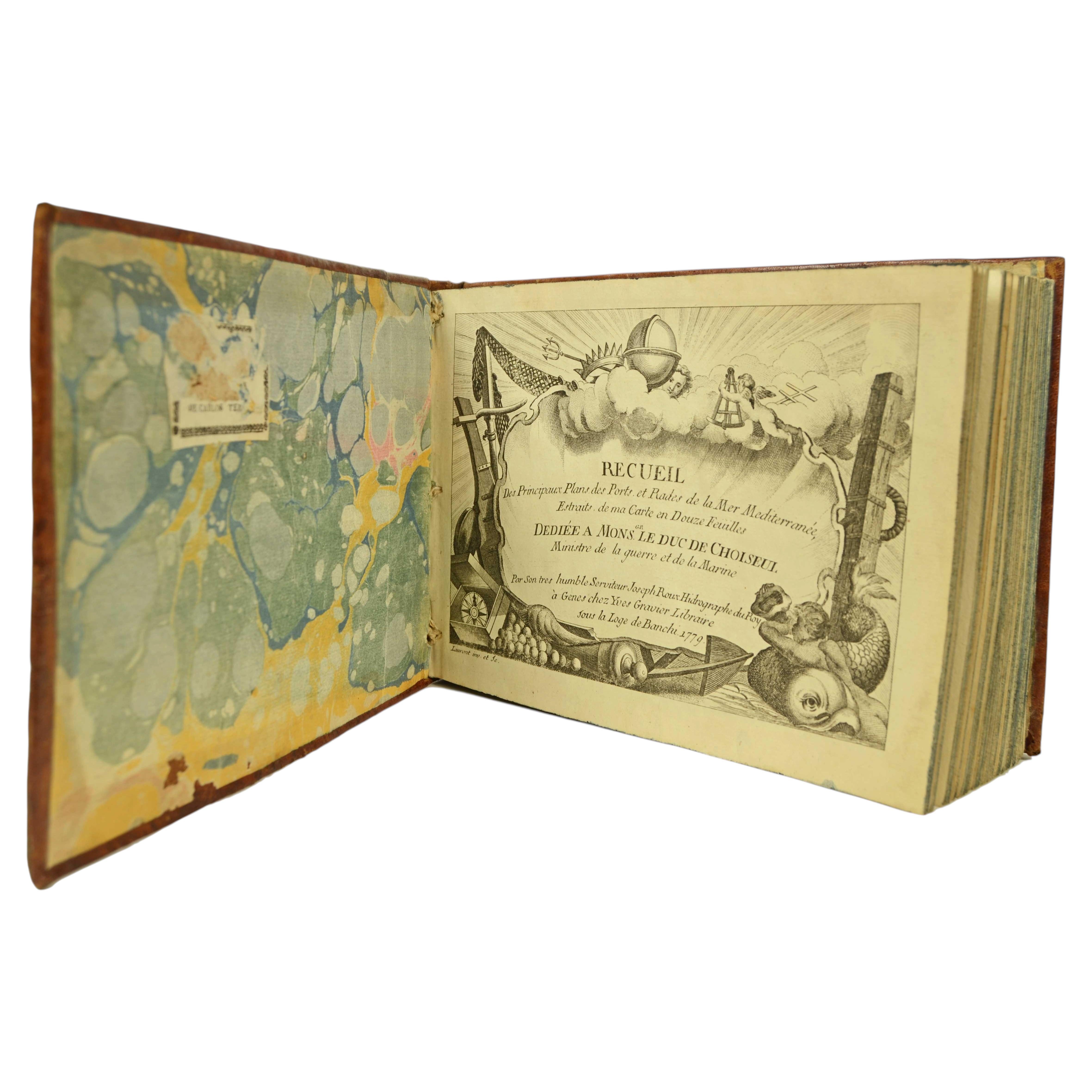 Atlas nautique de la Méditerranée, comprenant 121 planches, par Joseph Roux, 1779 en vente