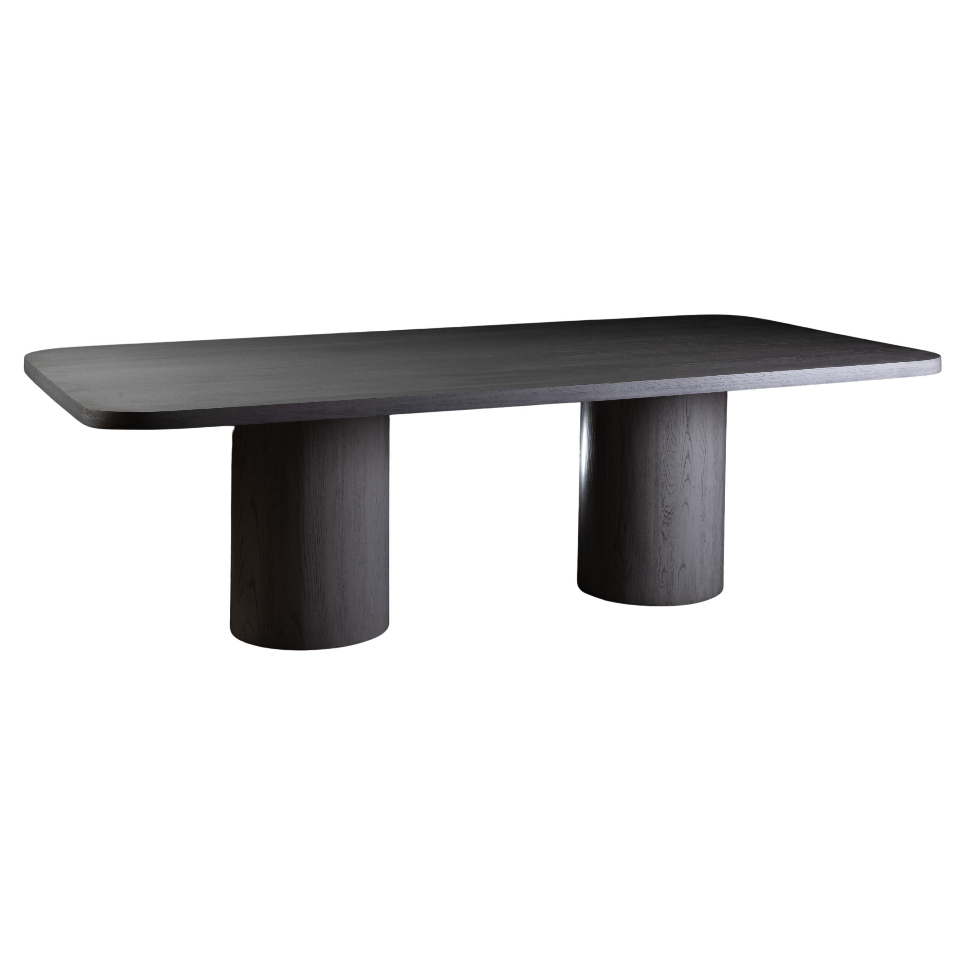 Table de salle à manger rectangulaire en Oak avec finition grise par No Age Studio