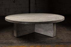Atlantic Round Coffee Table in Solid Washed Grey Oak by No Age Studio
