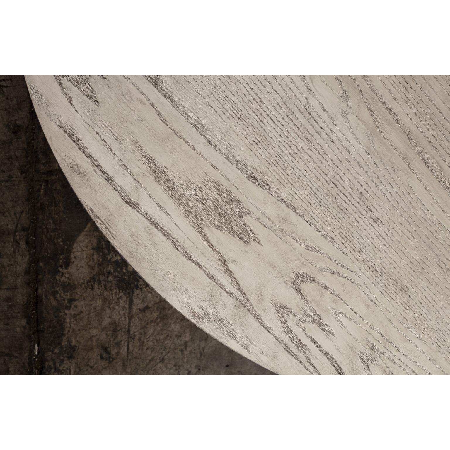 Other Atlantic Round Coffee Table in Solid Washed Grey Oak by No Age Studio For Sale