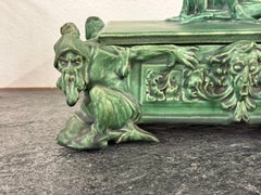 Atlantic Terracotta Company Arts and Crafts Pottery Lidded Box Gnomes Grotesque