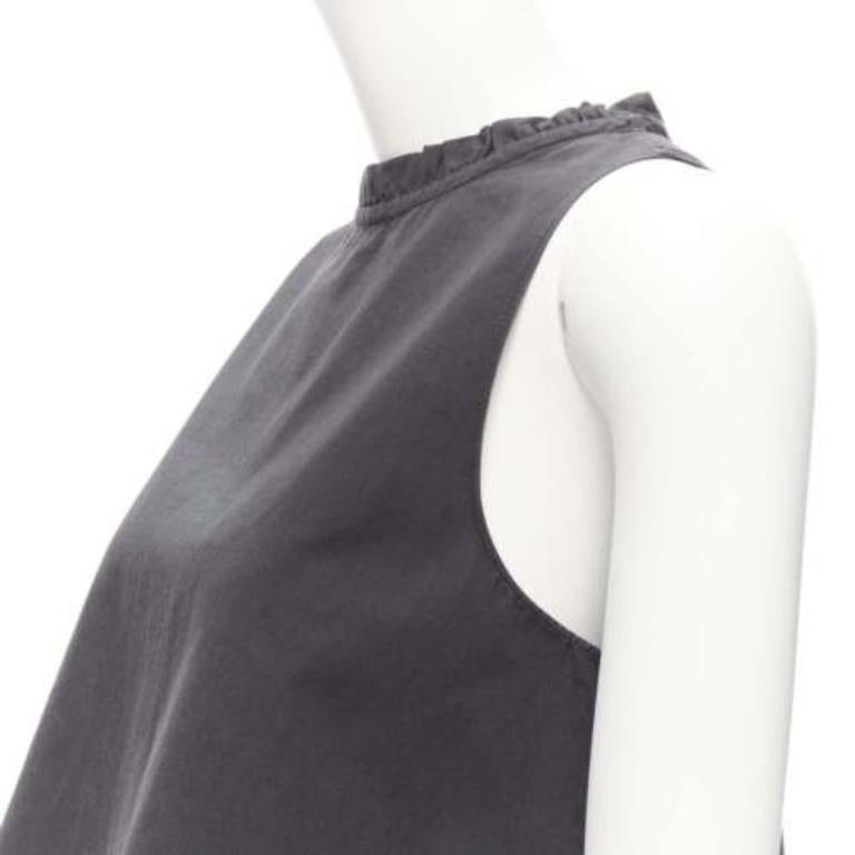 ATLANTIQUE ASCOLI charcoal grey ruffle collar dipped back boxy top US2 S For Sale 3