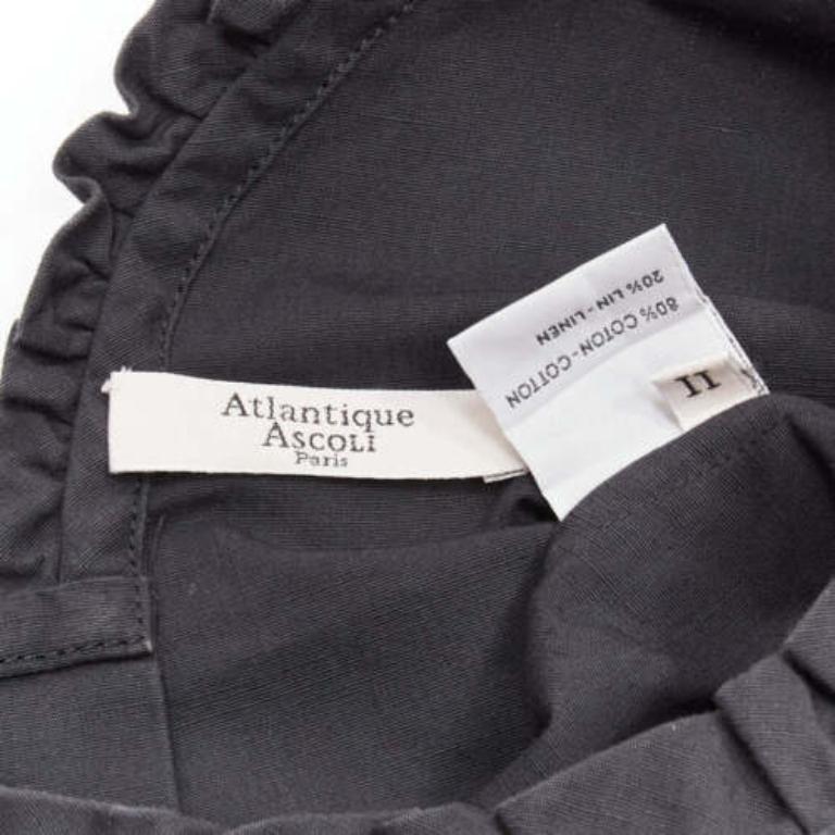 ATLANTIQUE ASCOLI charcoal grey ruffle collar dipped back boxy top US2 S For Sale 4