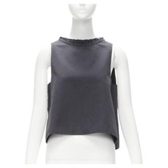 ATLANTIQUE ASCOLI grigio antracite - top boxy con collo a balze e schiena scesa US2 S