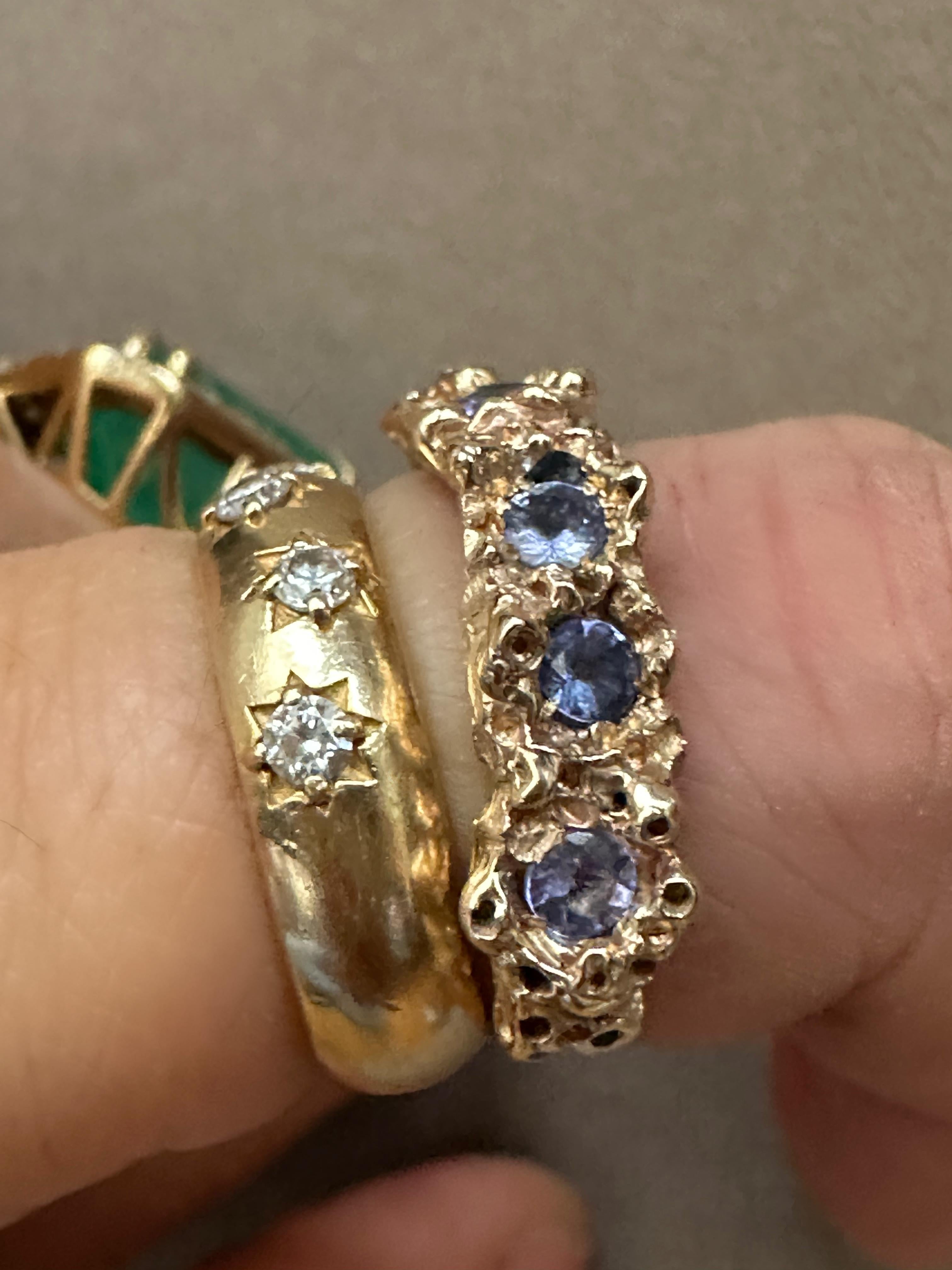 Modernist Blue Tanzanite Coral style Ring Band in Gold one of a kind in stock  For Sale