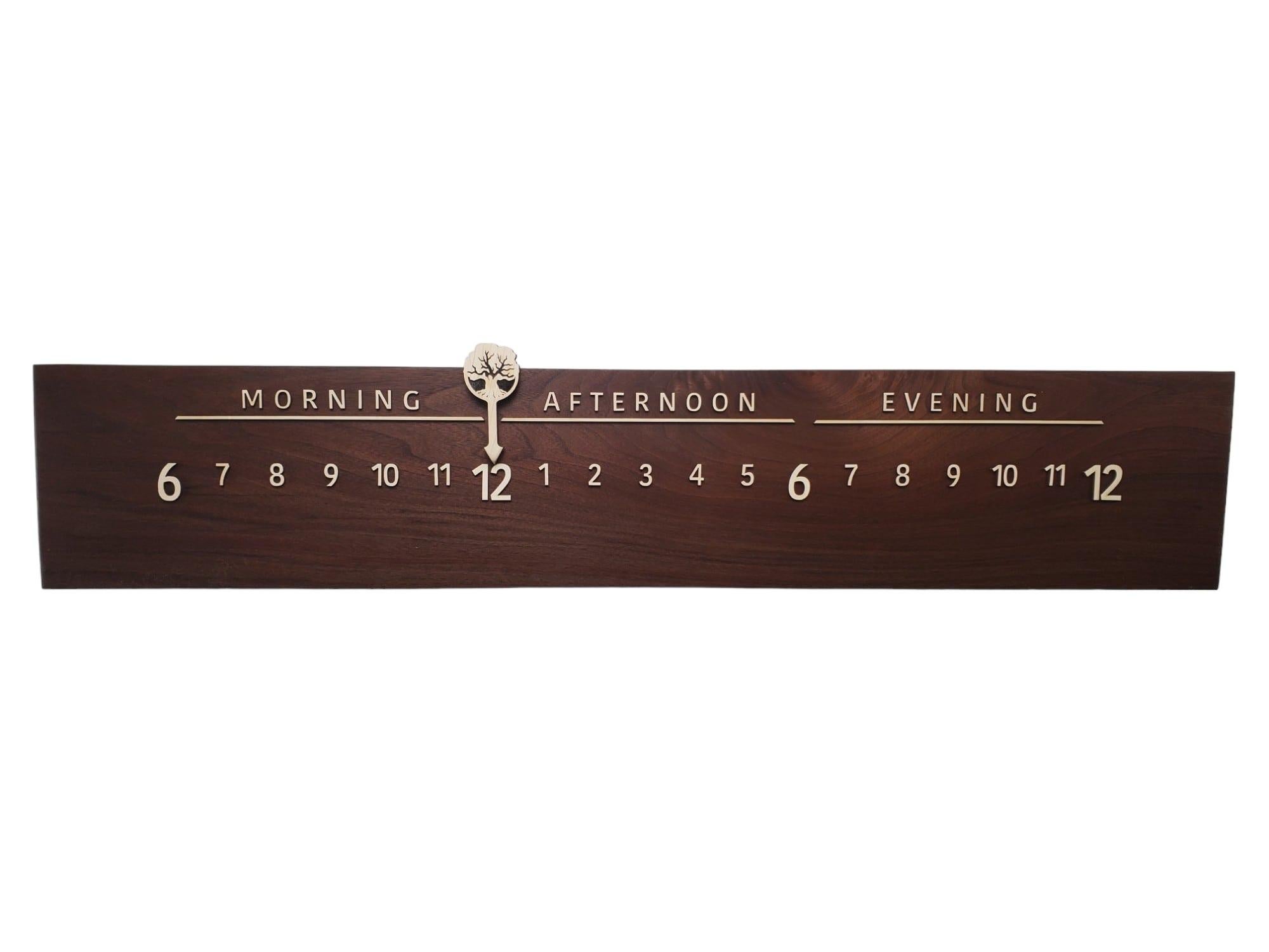 
Atlantis is a Linear Clock featuring a luscious straight-cut length of rich chocolatey Walnut.

Linear Clocks are an invention of Linear Clockworks; these clocks tell time in a calm, simple, and elegant fashion. We use sustainably-sourced