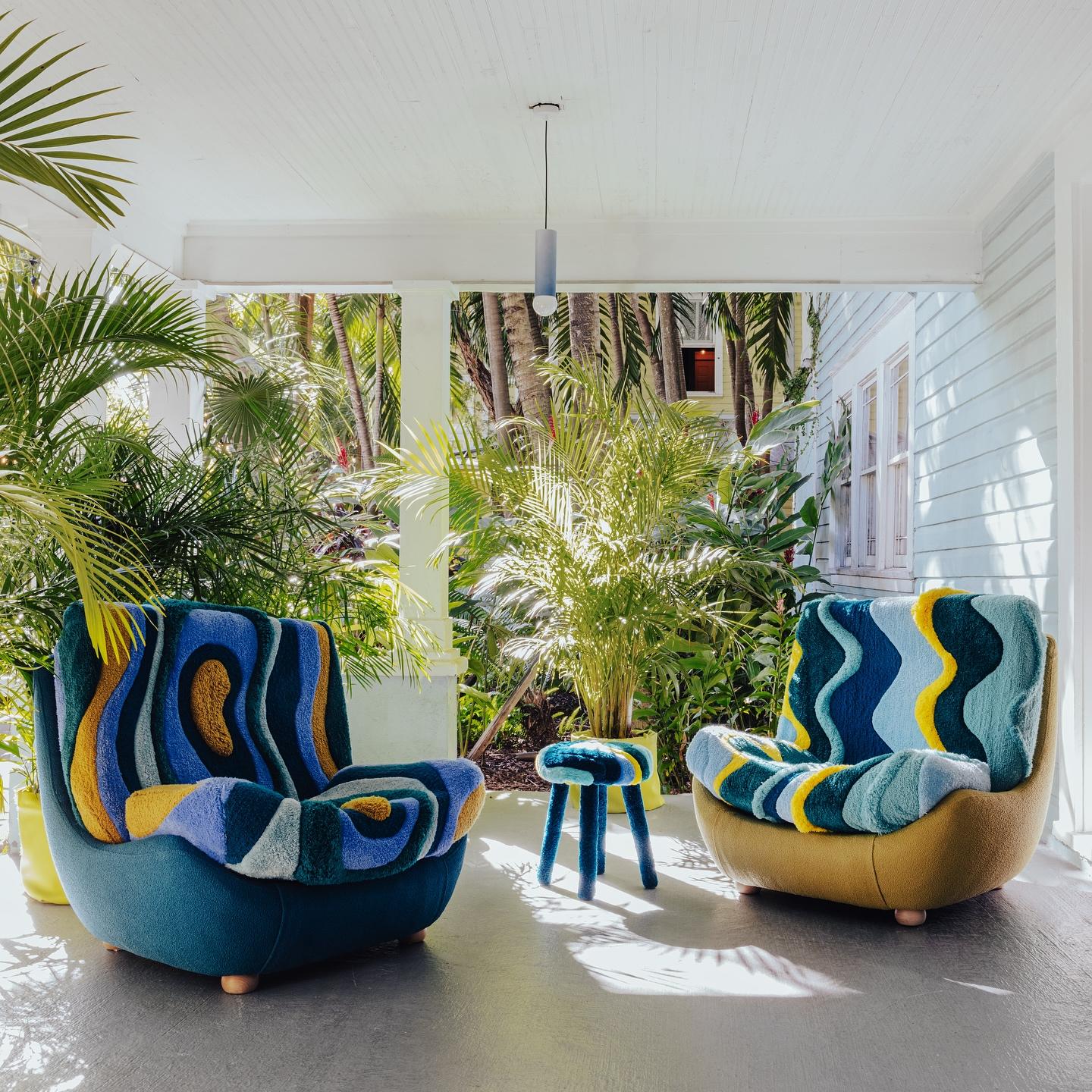 Atlantis Big Armchair by Vintola Studio in Green/Blue, Hand-tufted Wool Chair In New Condition For Sale In New York, NY
