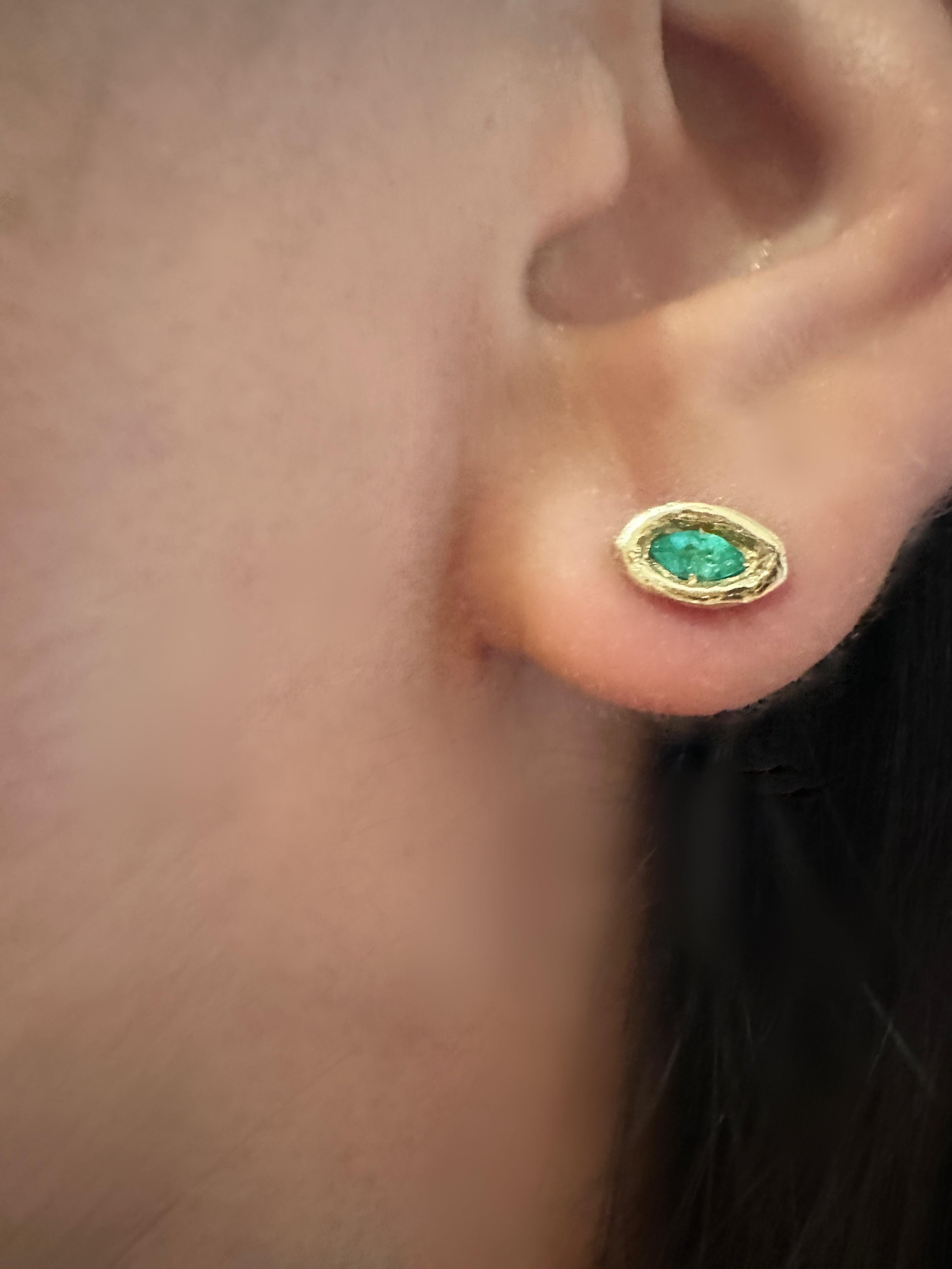 Atlantis Brazilian Paraiba Tourmaline Marquise Studs in Gold in stock 3