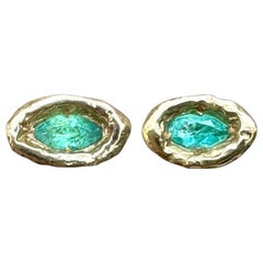 Atlantis Brazilian Paraiba Tourmaline Marquise Studs in Gold in stock