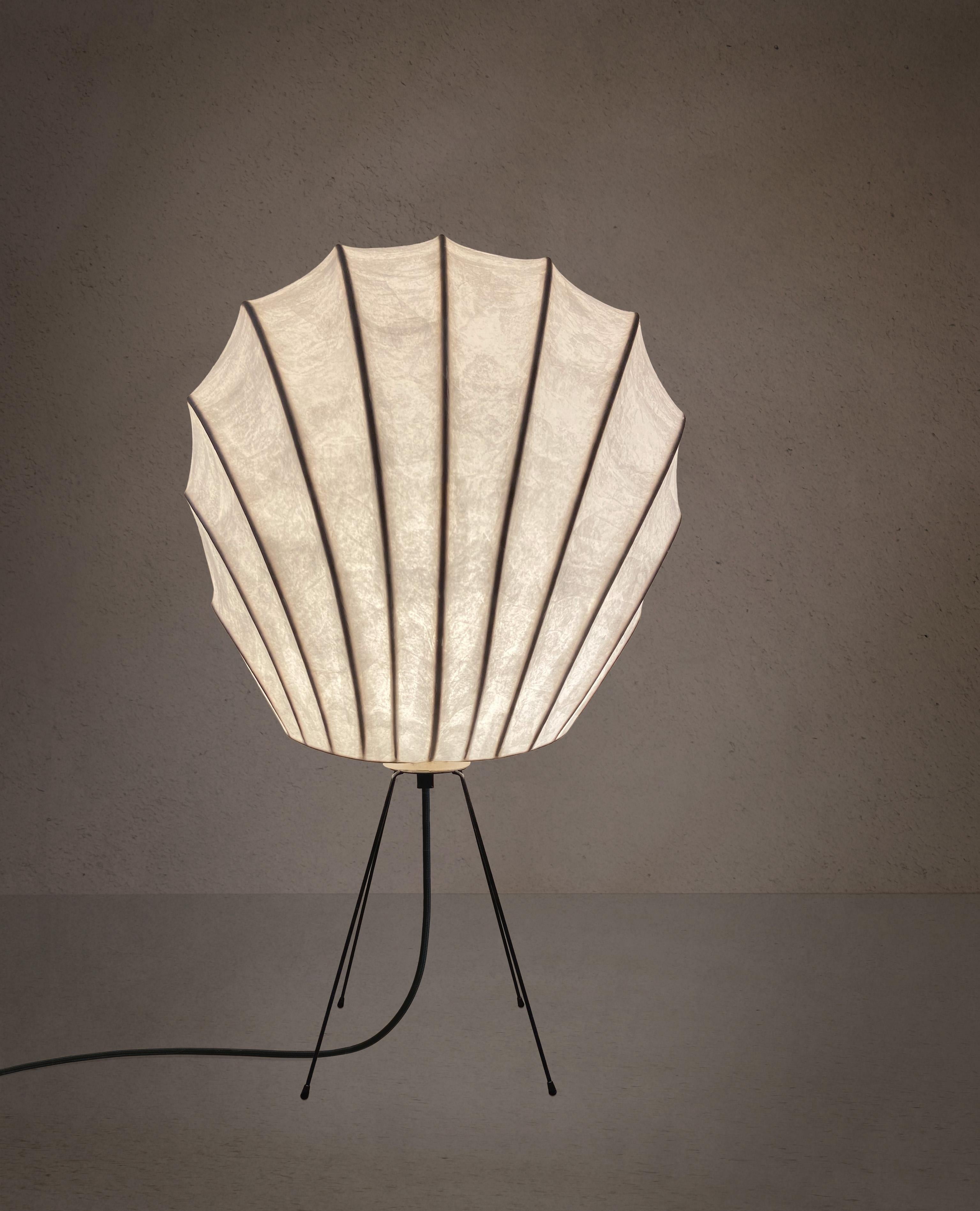 Atlantis Lamp by Cécile Philibert
Material: Rattan, silk paper, alabaster, metal.
Dimensions: D 33 x W 33 x H 57 cm

All our lamps can be wired according to each country. If sold to the USA it will be wired for the USA for instance.

Cécile