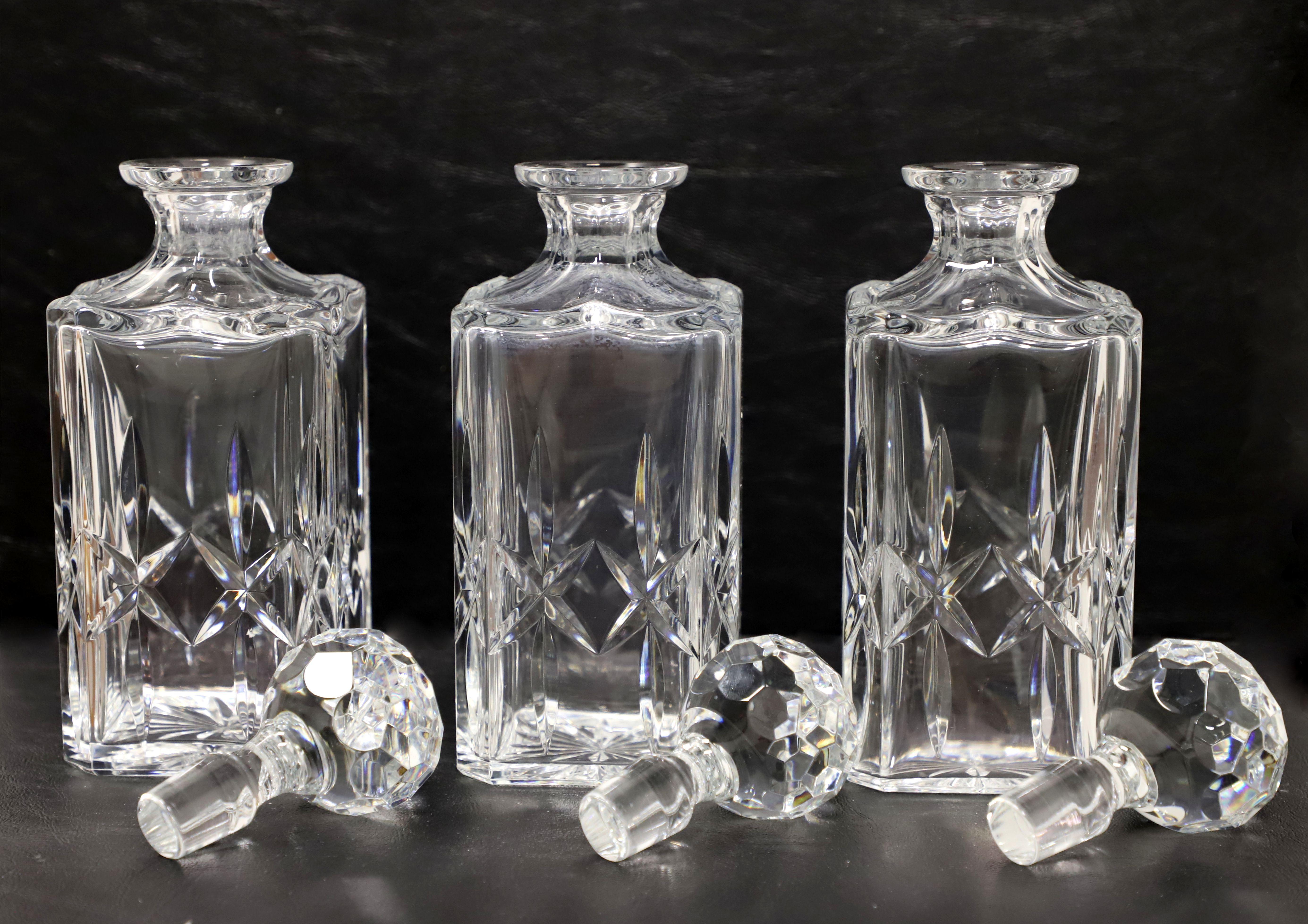 ATLANTIS CRISTASIA Trio of Late 20th Century Lead Crystal Decanters In Good Condition For Sale In Charlotte, NC