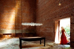 Atlas 74” Linear Chandelier in Stainless Steel by David D’Imperio