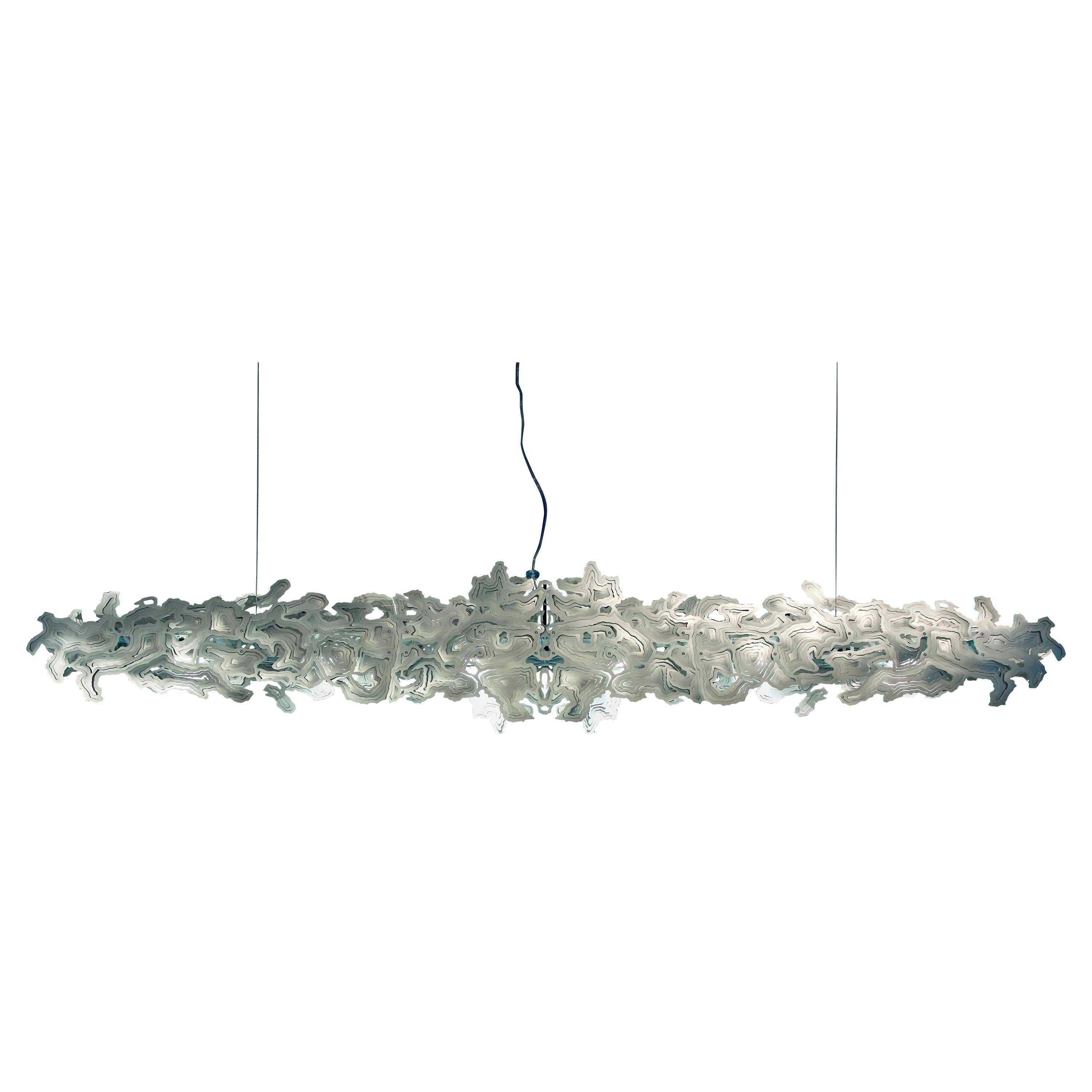 Atlas 74” Linear Chandelier in Stainless Steel by David D’Imperio For Sale