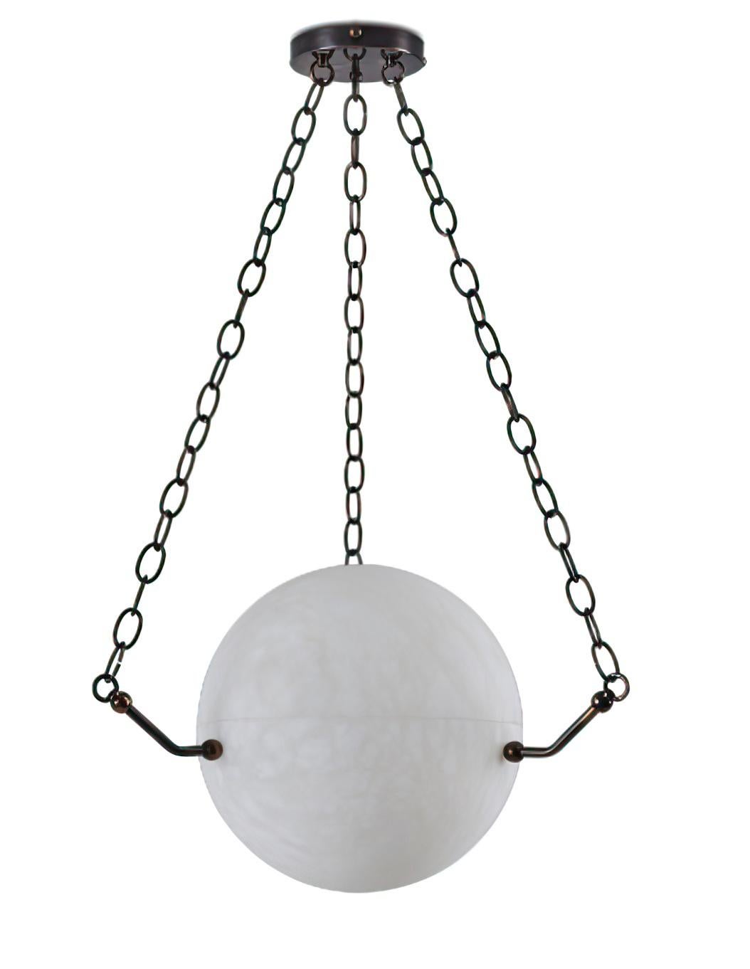 'Atlas' Alabaster Suspension Lamp in the Manner of Pierre Chareau 3