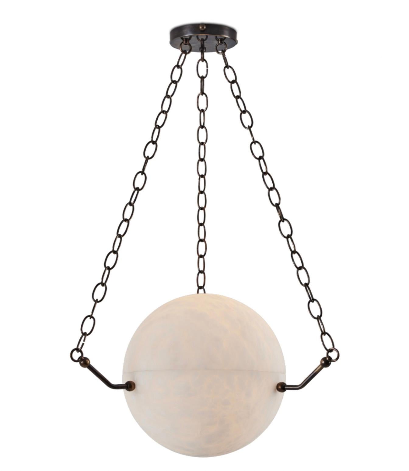 Modern 'Atlas' Alabaster Suspension Lamp in the Manner of Pierre Chareau