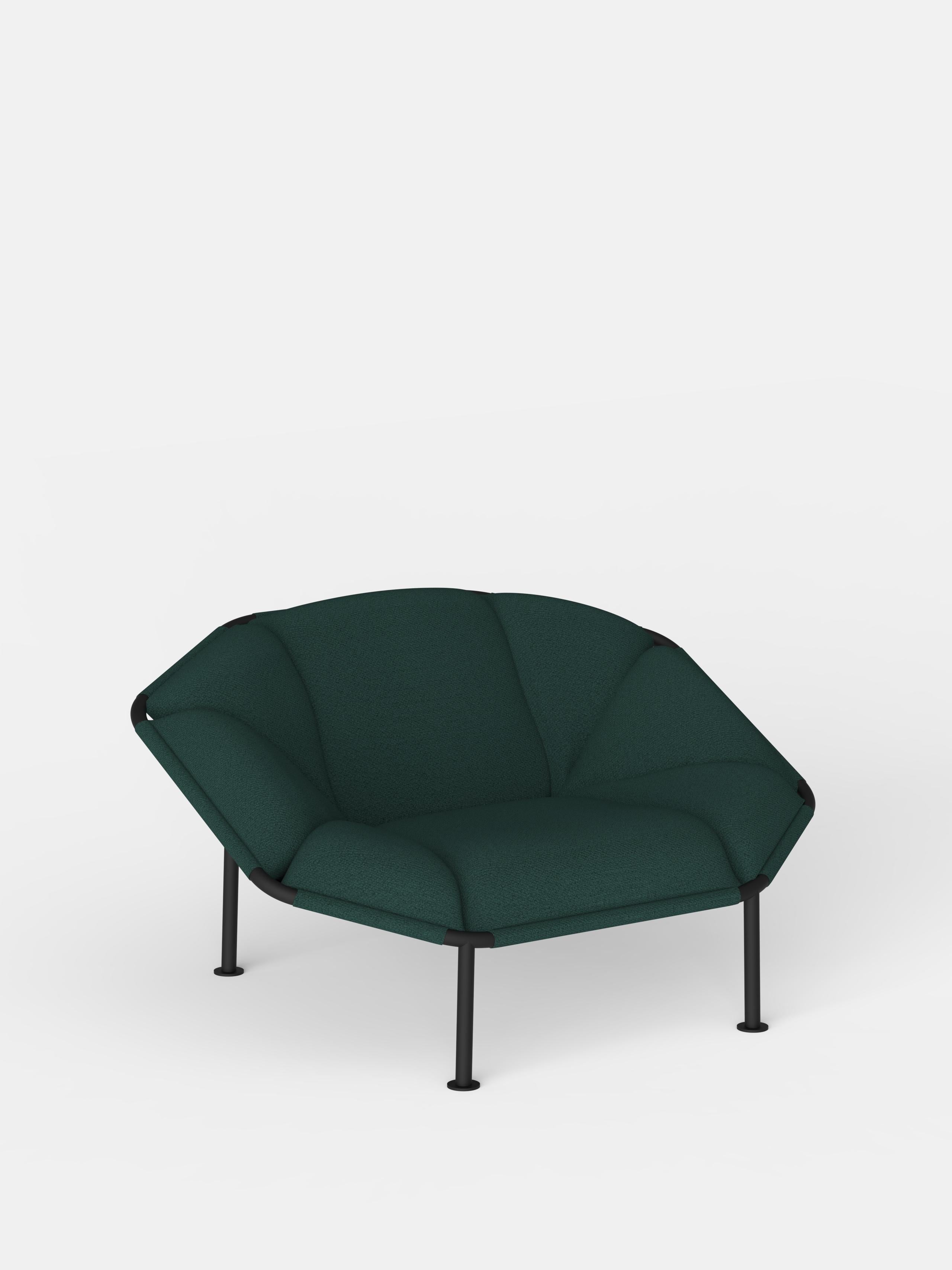 Atlas Armchair by Kann Design
Dimensions: D 94 x W 128 x H 78 cm.
Materials: Powder coated steel, HR foam, fabric upholstery Kvadrat Vidar 1062 (94% wool, 6% nylon).
Available in other fabrics.

Atlas is a collection of sofas and armchairs that