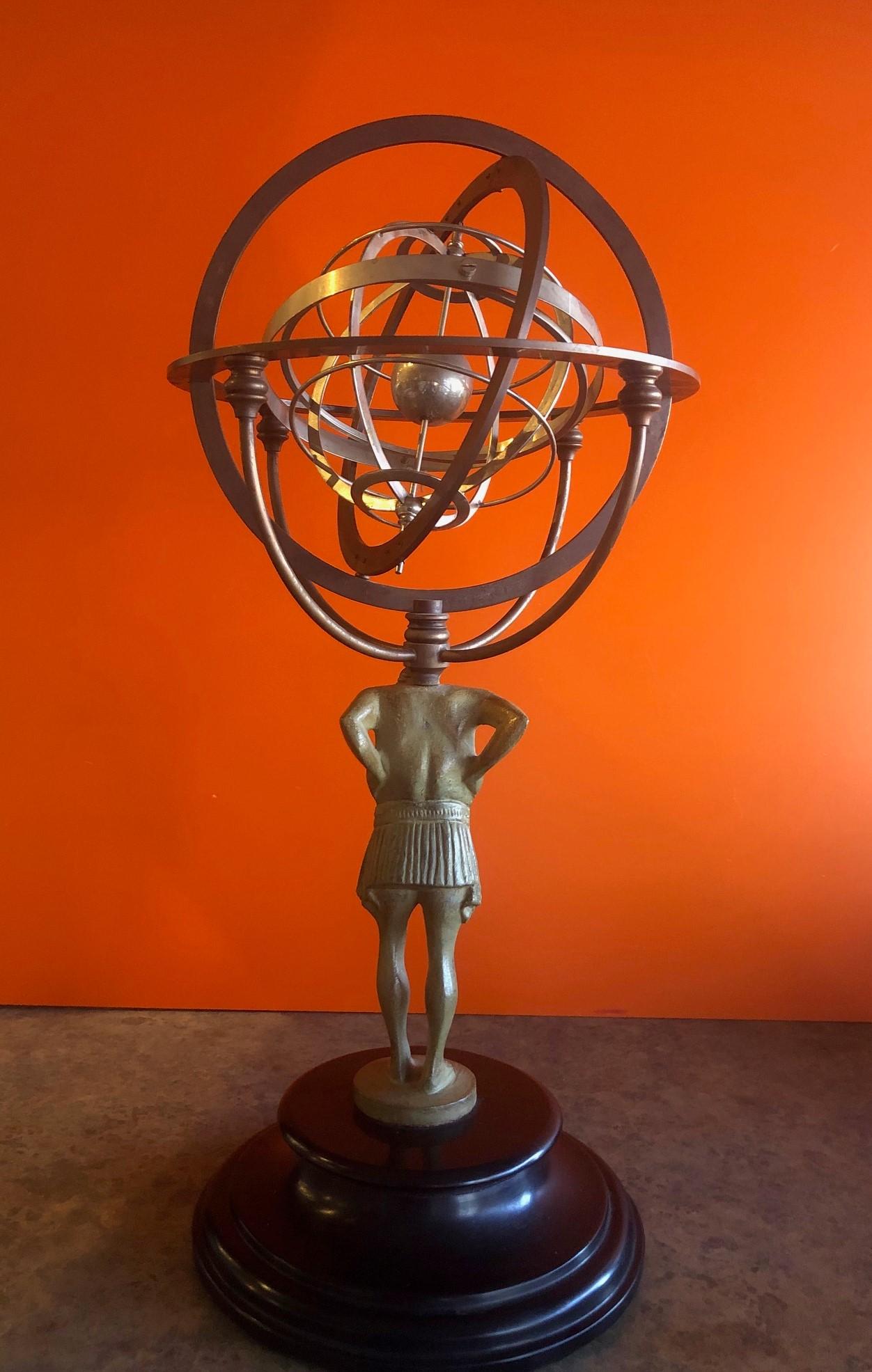 Atlas Armillary Sphere Statue on Black Marble Base 1