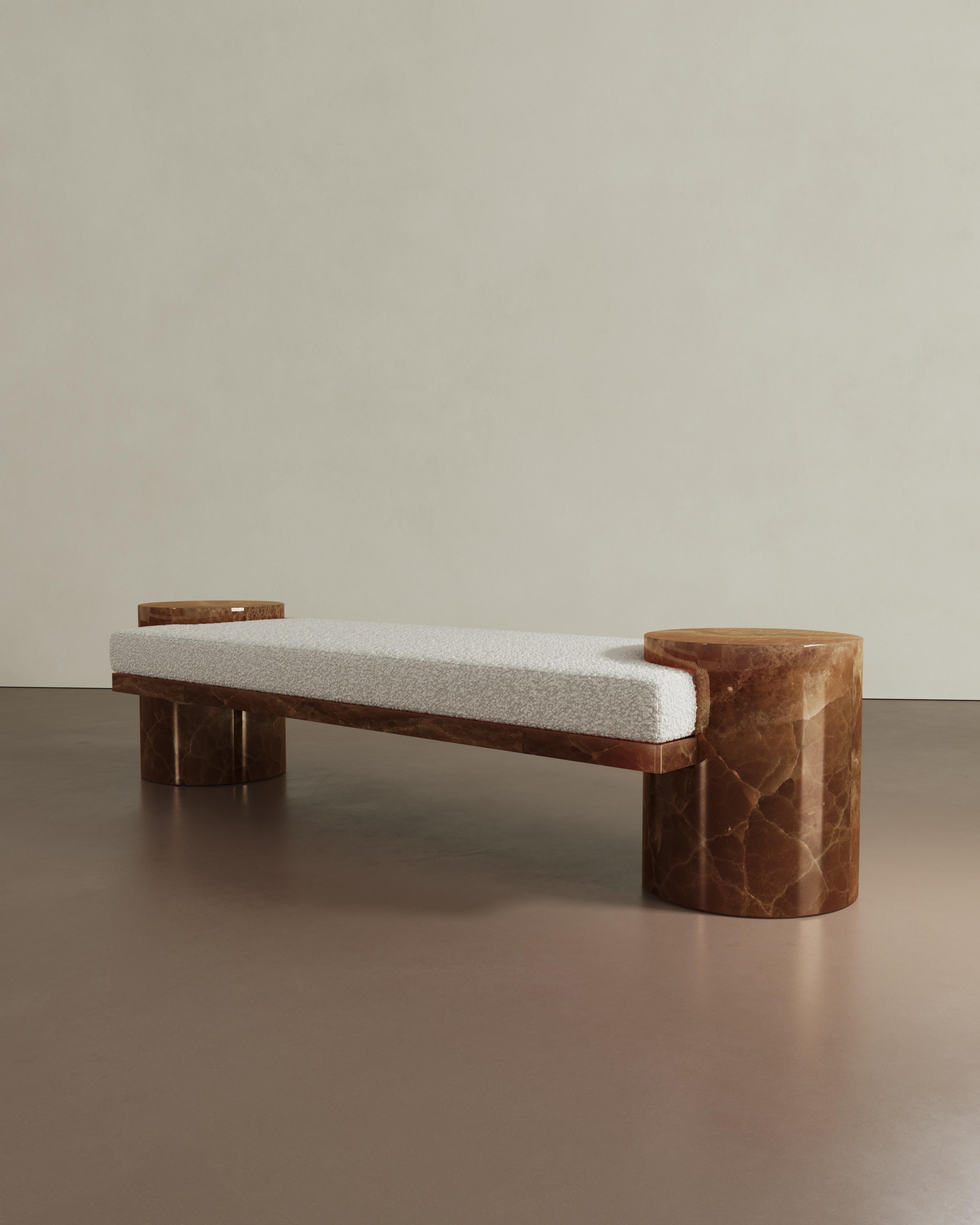 Onyx Atlas Bench in Nude Travertine By The Essentialist For Sale