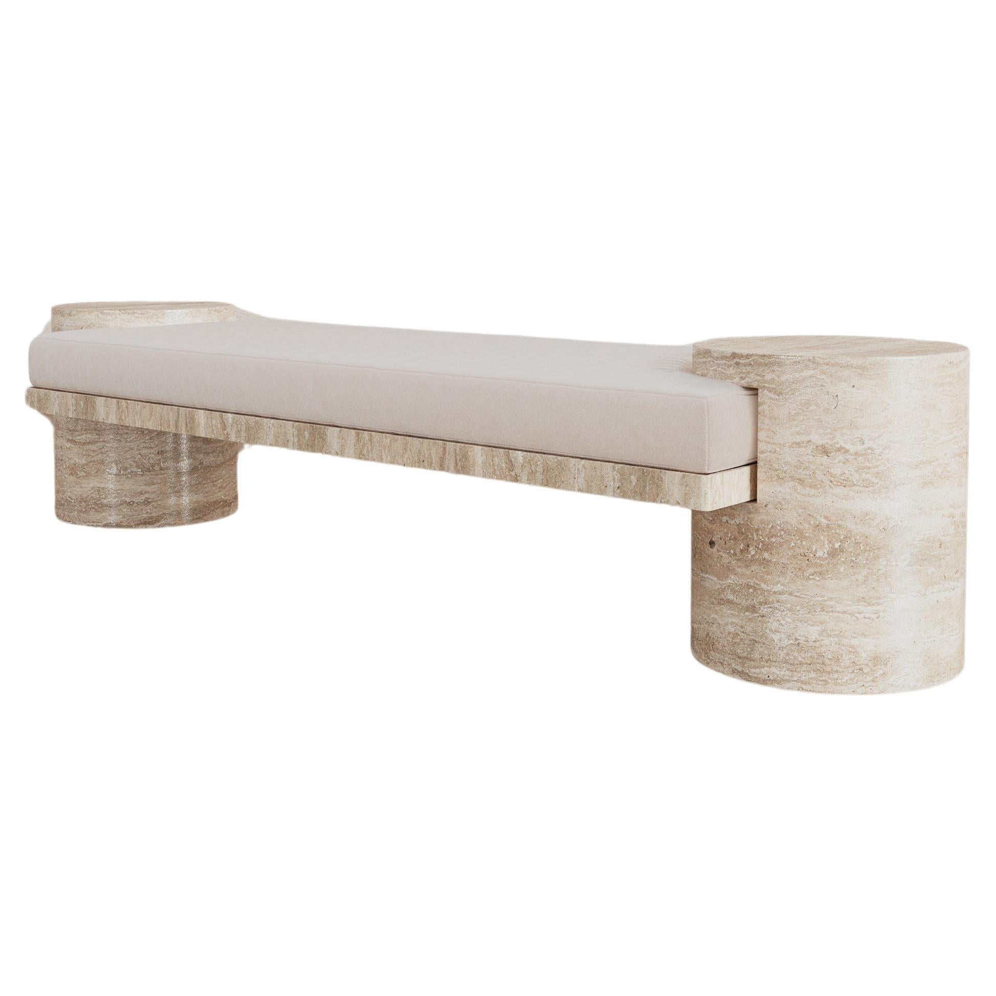 Atlas Bench in Nude Travertine By The Essentialist For Sale