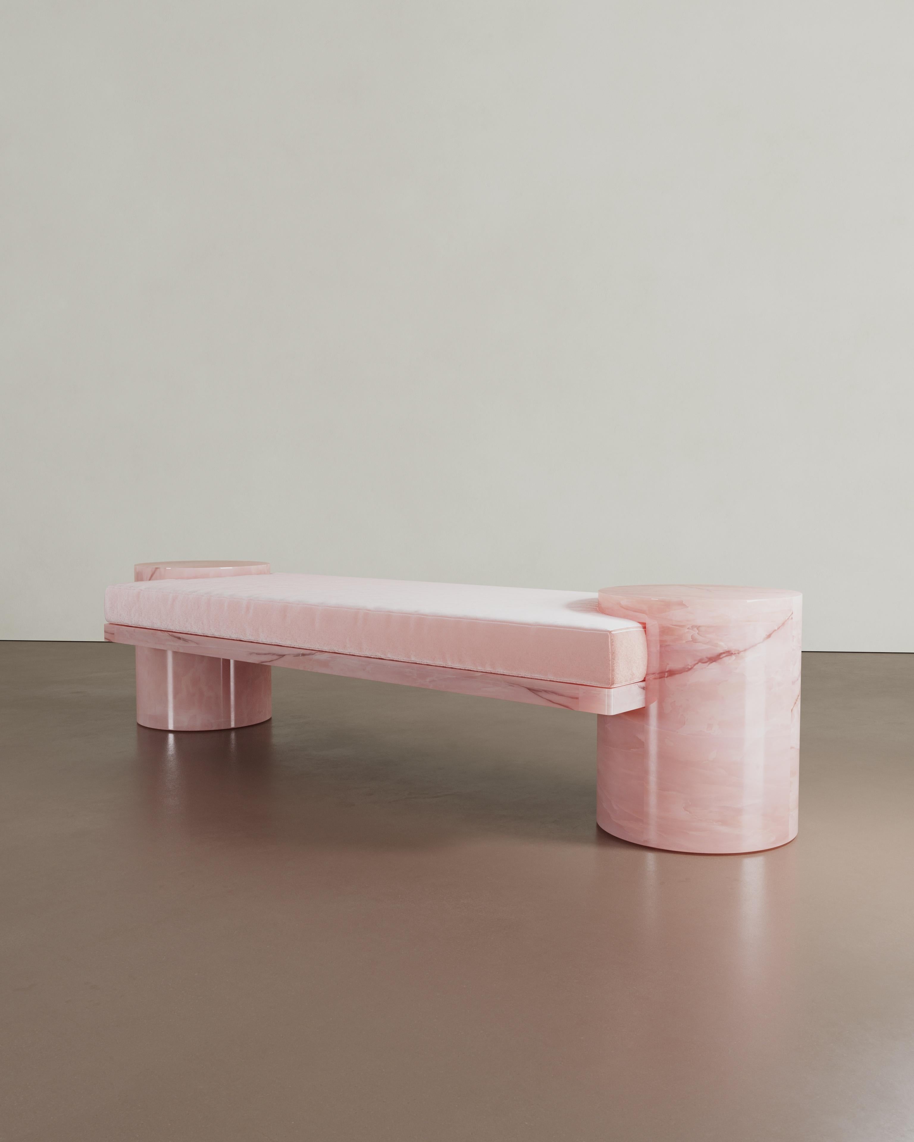 Atlas Bench in Rose Onyx By The Essentialist For Sale 1