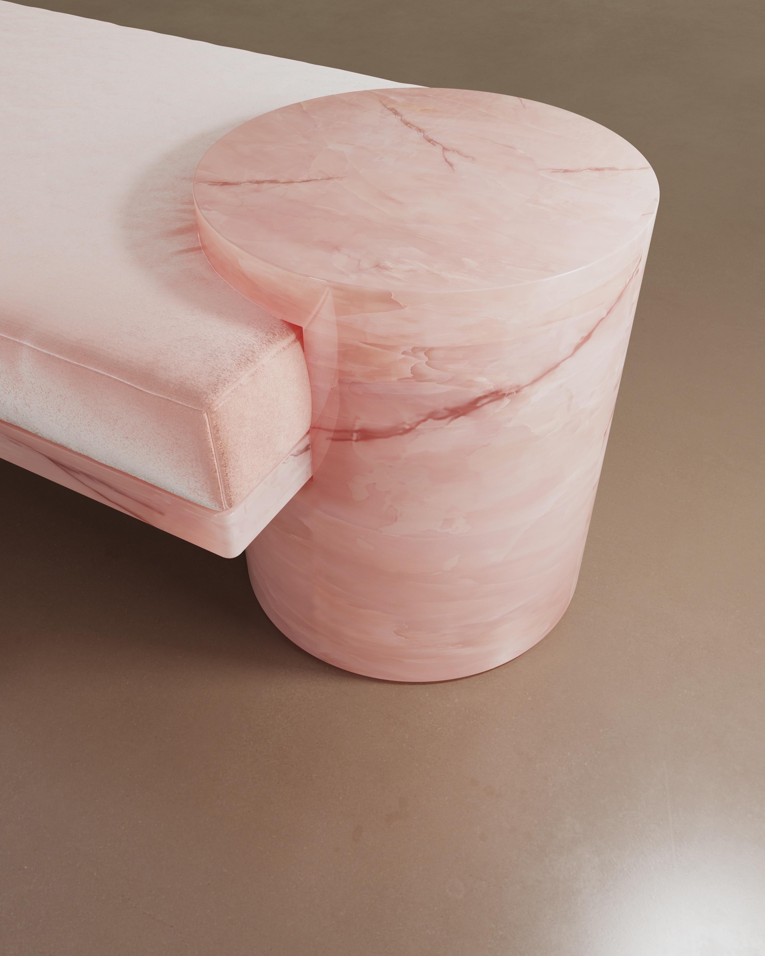 Atlas Bench in Rose Onyx By The Essentialist For Sale 2
