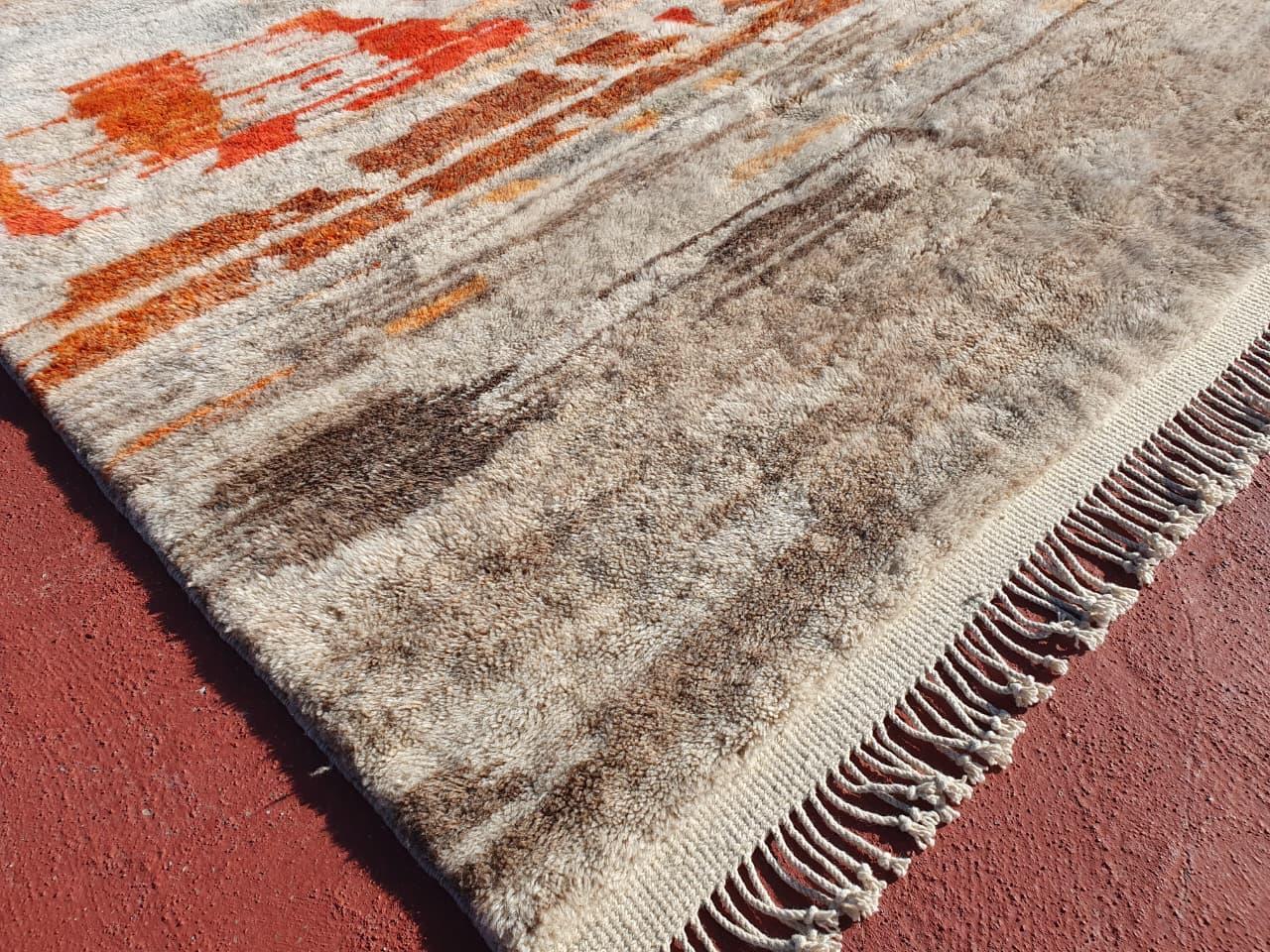 Woven ATLAS Berber Wool Rug Modern Handwoven Large Minimalist Contemporary For Sale