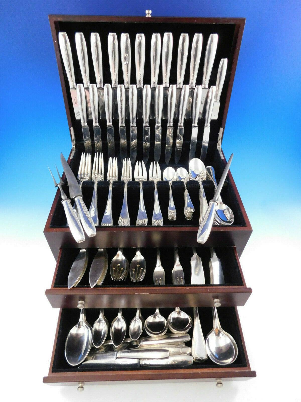 Atlas by Cartier Sterling Silver Flatware Set 12 Service 190 Pieces Dinner In Excellent Condition In Big Bend, WI