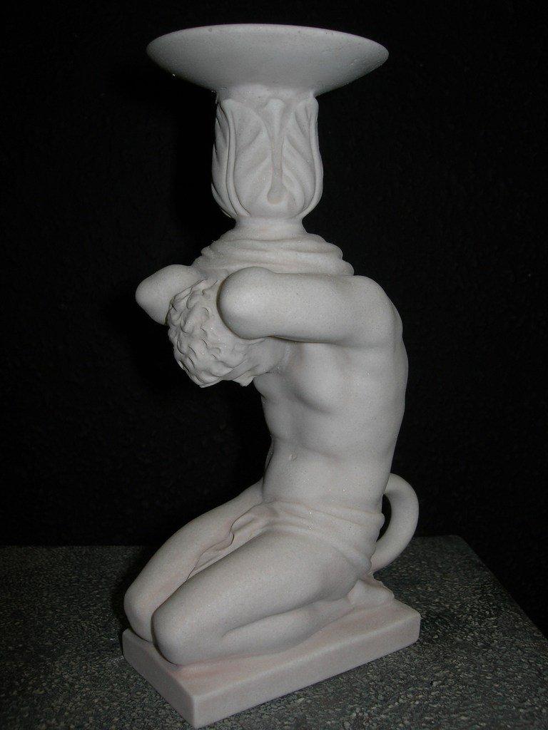 British Atlas Candleholder Marble Sculptures, 20th Century  For Sale