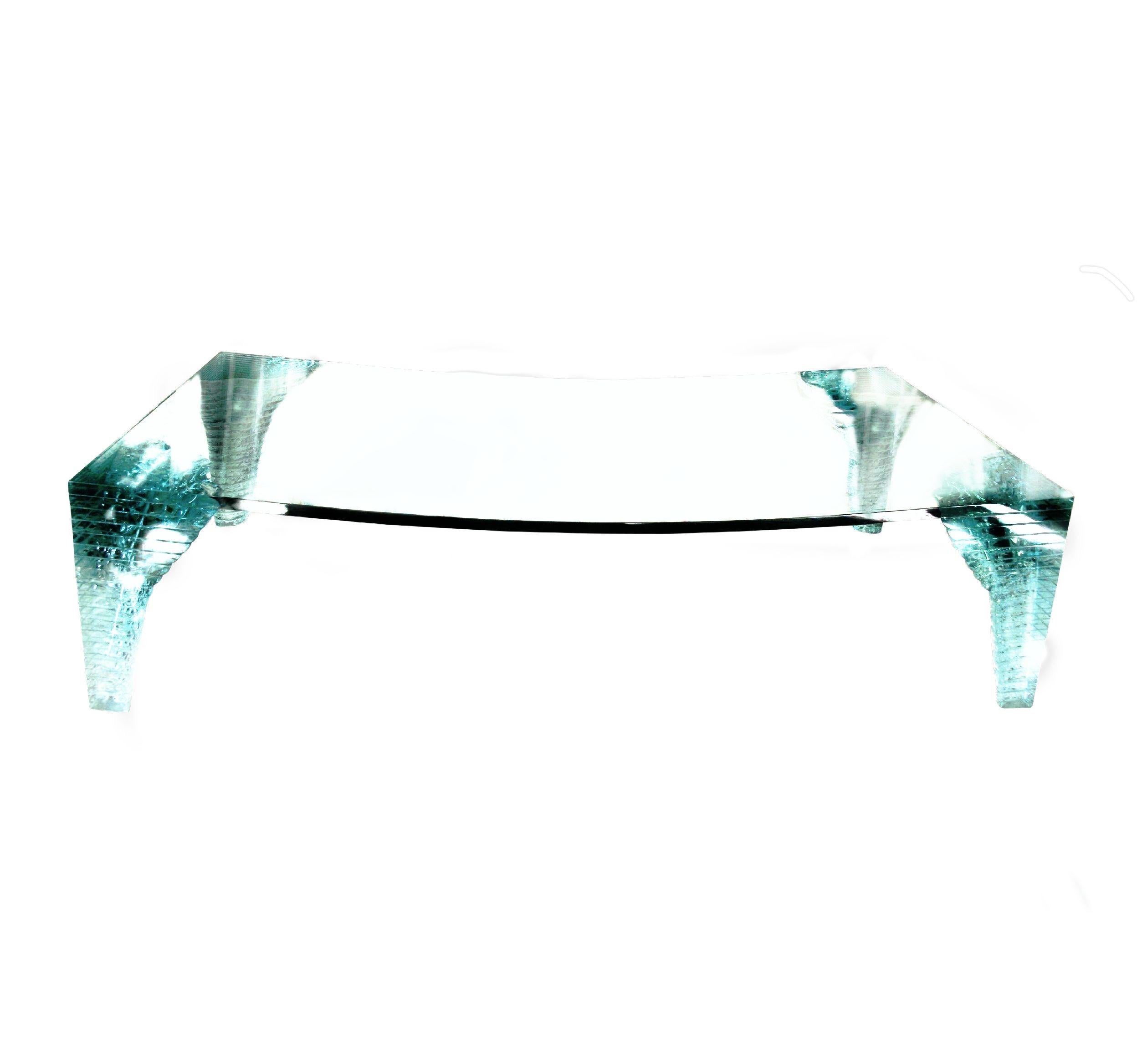 Atlas Curved Hand-Sculpted Glass Coffee Table by Danny Lane for Fiam Italia In Good Condition In Brooklyn, NY