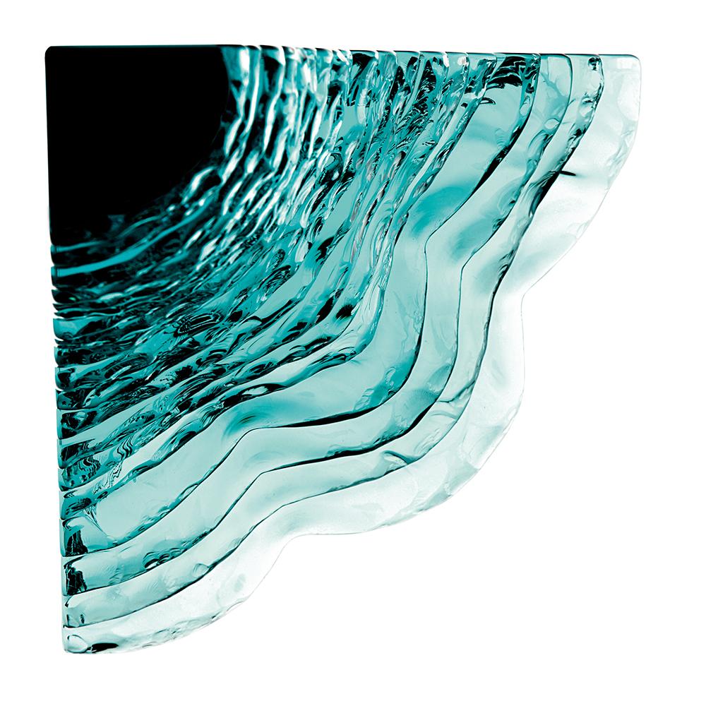 Post-Modern Atlas Curved Hand-Sculpted Glass Coffee Table by Danny Lane for Fiam Italia