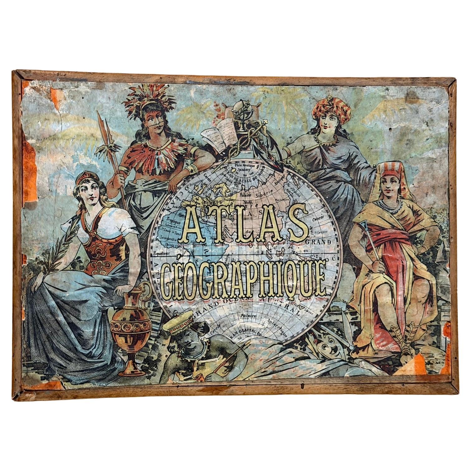 Atlas Geographique Boxed French Geography Game Complete with 6 Maps Circa 1890 For Sale
