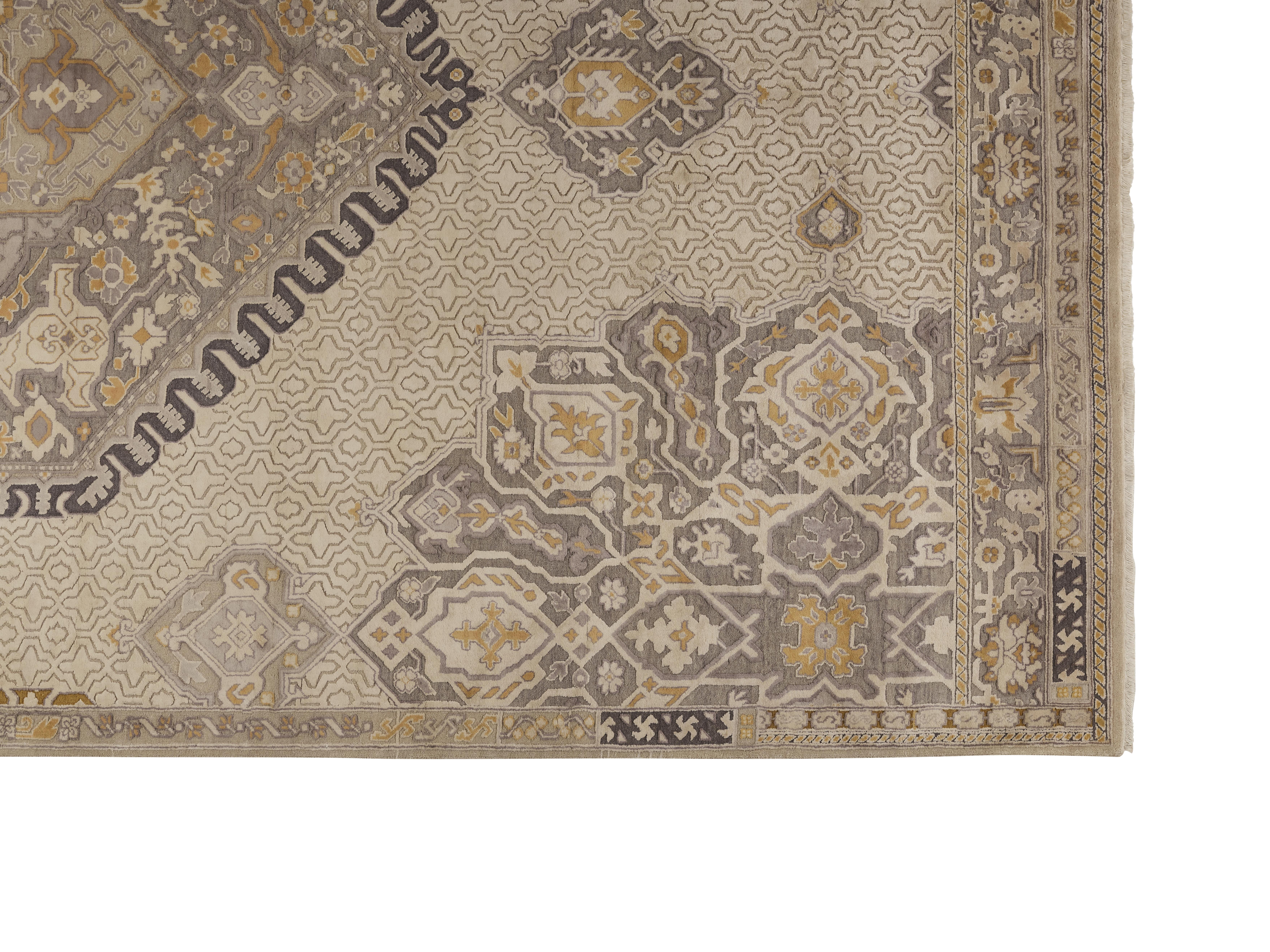 ATLAS HEIGHTS Handgeknüpfter persischer Teppich aus Wolle und reiner Seide von Hand (Moderne) im Angebot