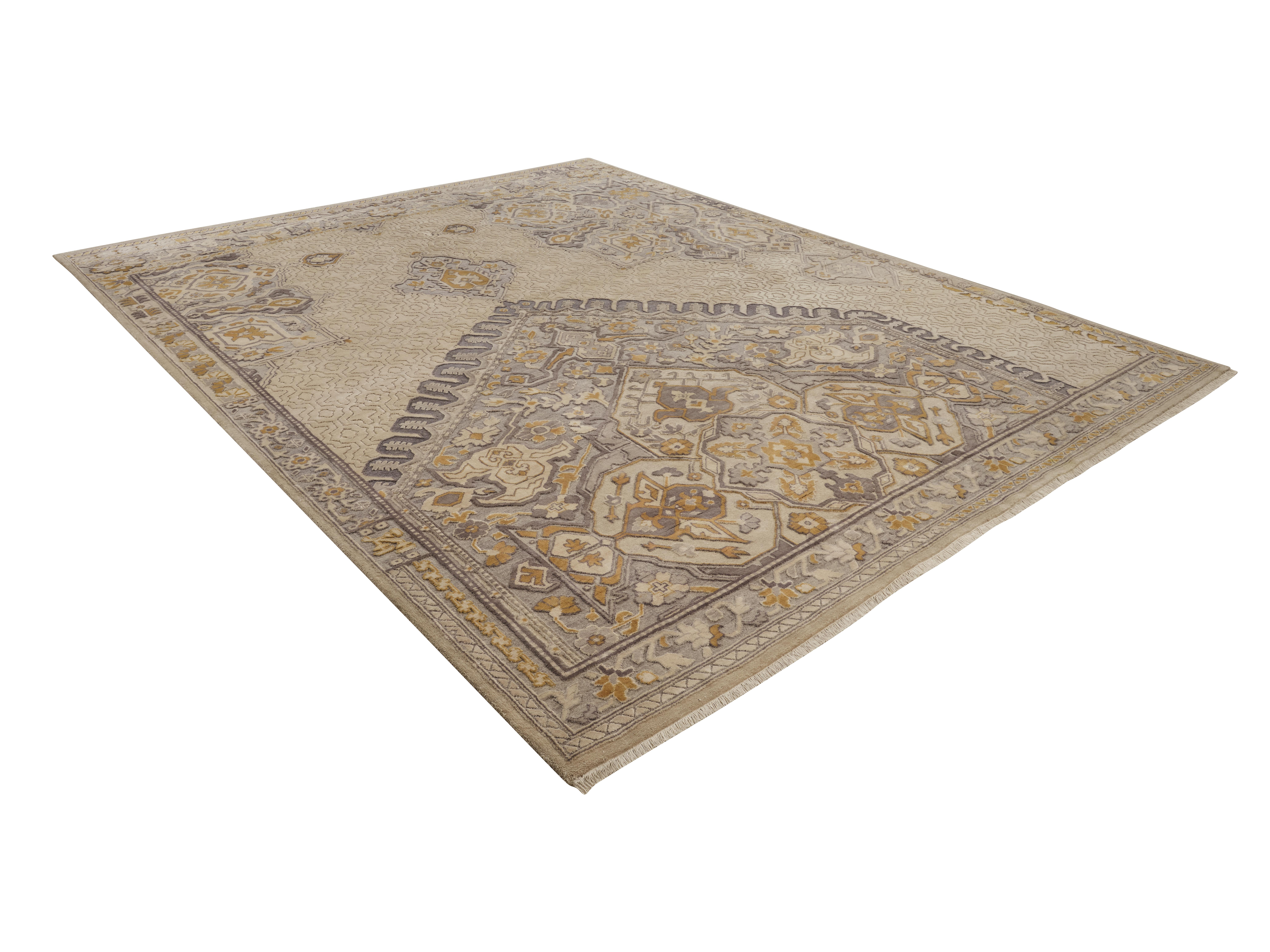 ATLAS HEIGHTS Handgeknüpfter persischer Teppich aus Wolle und reiner Seide von Hand (Indisch) im Angebot