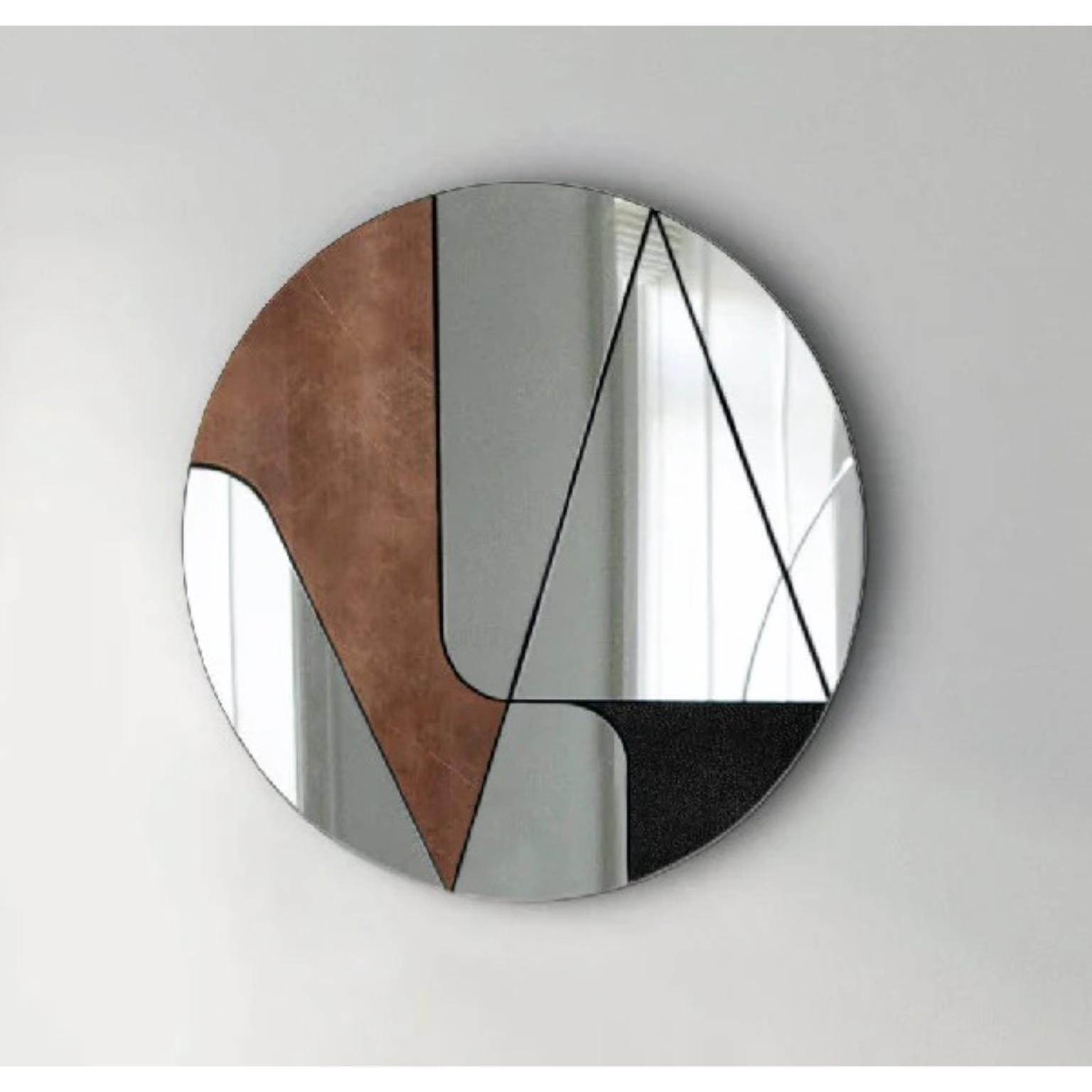 Miroir mural Atlas Itinera Insula VI 90 par Atlas Project
Dimensions : D 3/5 x Ø 90 cm. 
MATERIAL : Fer peint à la poudre noire, cuivre, cuir noir, miroir et bois.

Disponible en différentes finitions et tailles. Veuillez nous contacter.

ITINERA
Le