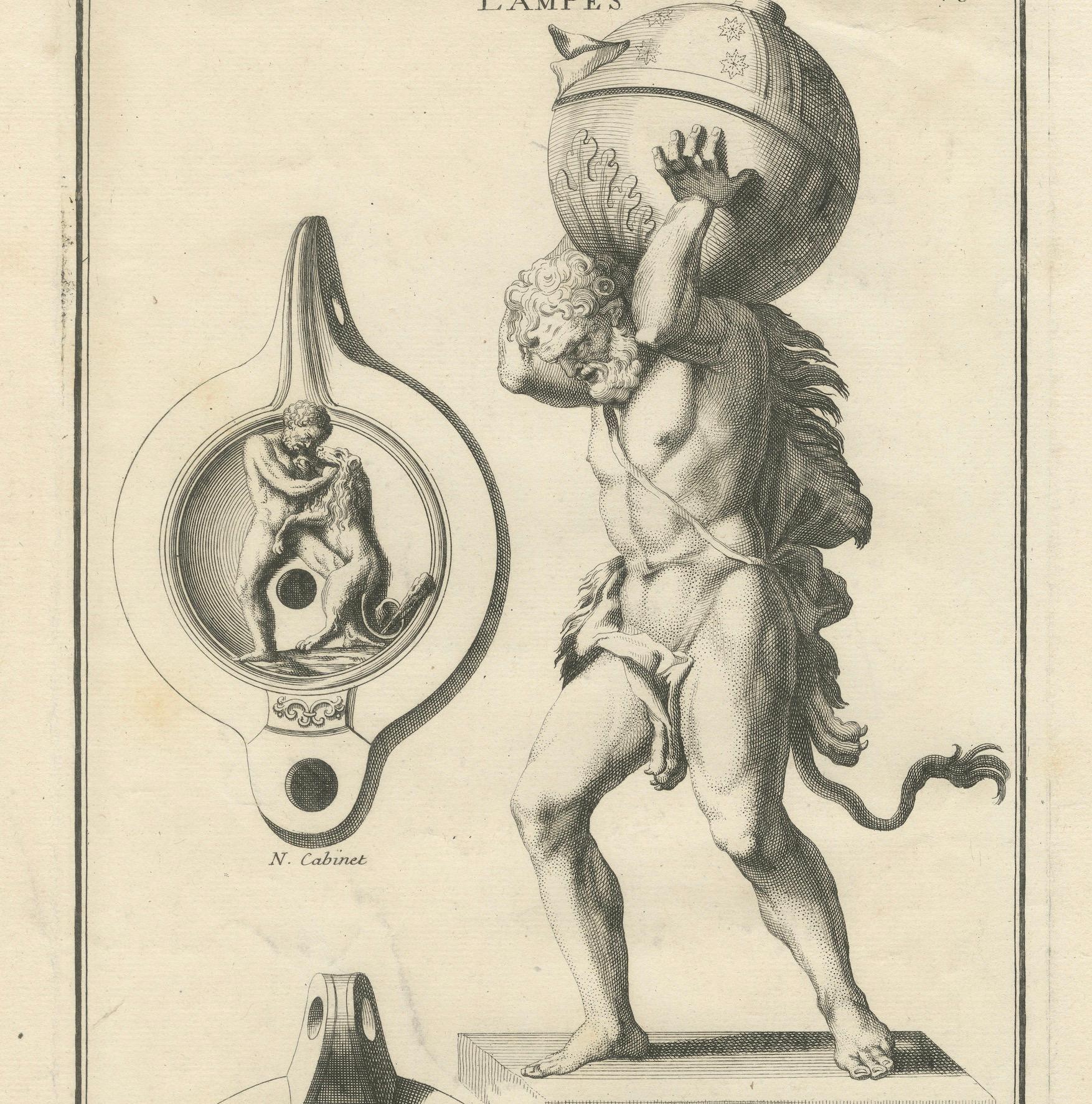 Engraved Atlas Lamp Engraving: Strength and Mythology, 1722