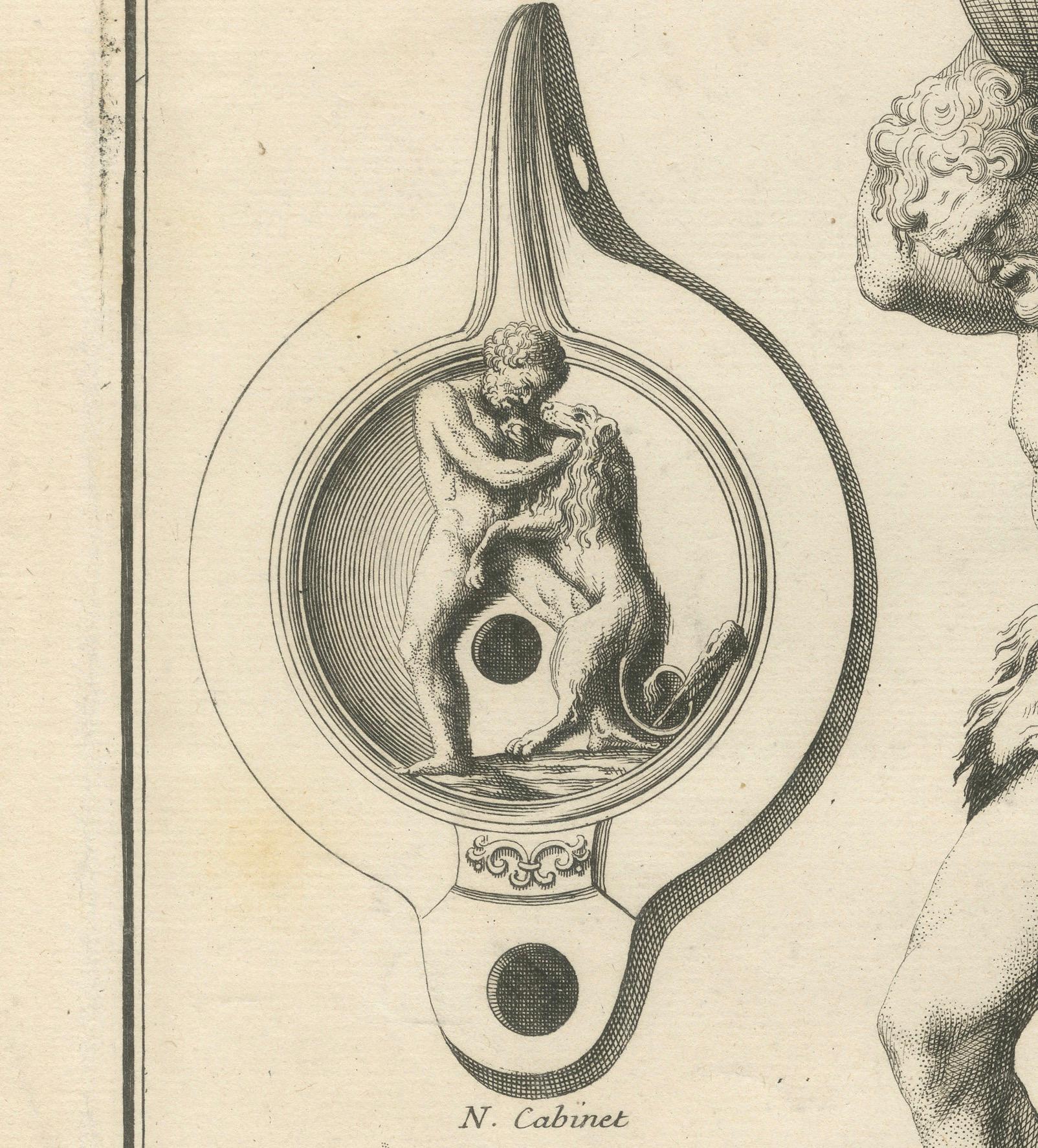 Atlas Lamp Engraving: Strength and Mythology, 1722 In Good Condition In Langweer, NL