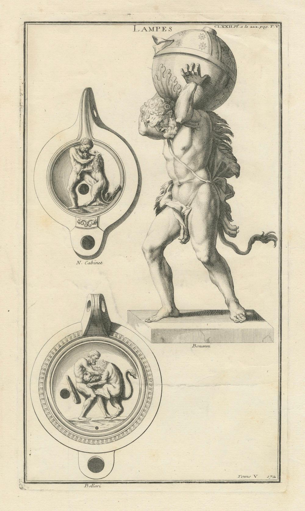 Paper Atlas Lamp Engraving: Strength and Mythology, 1722
