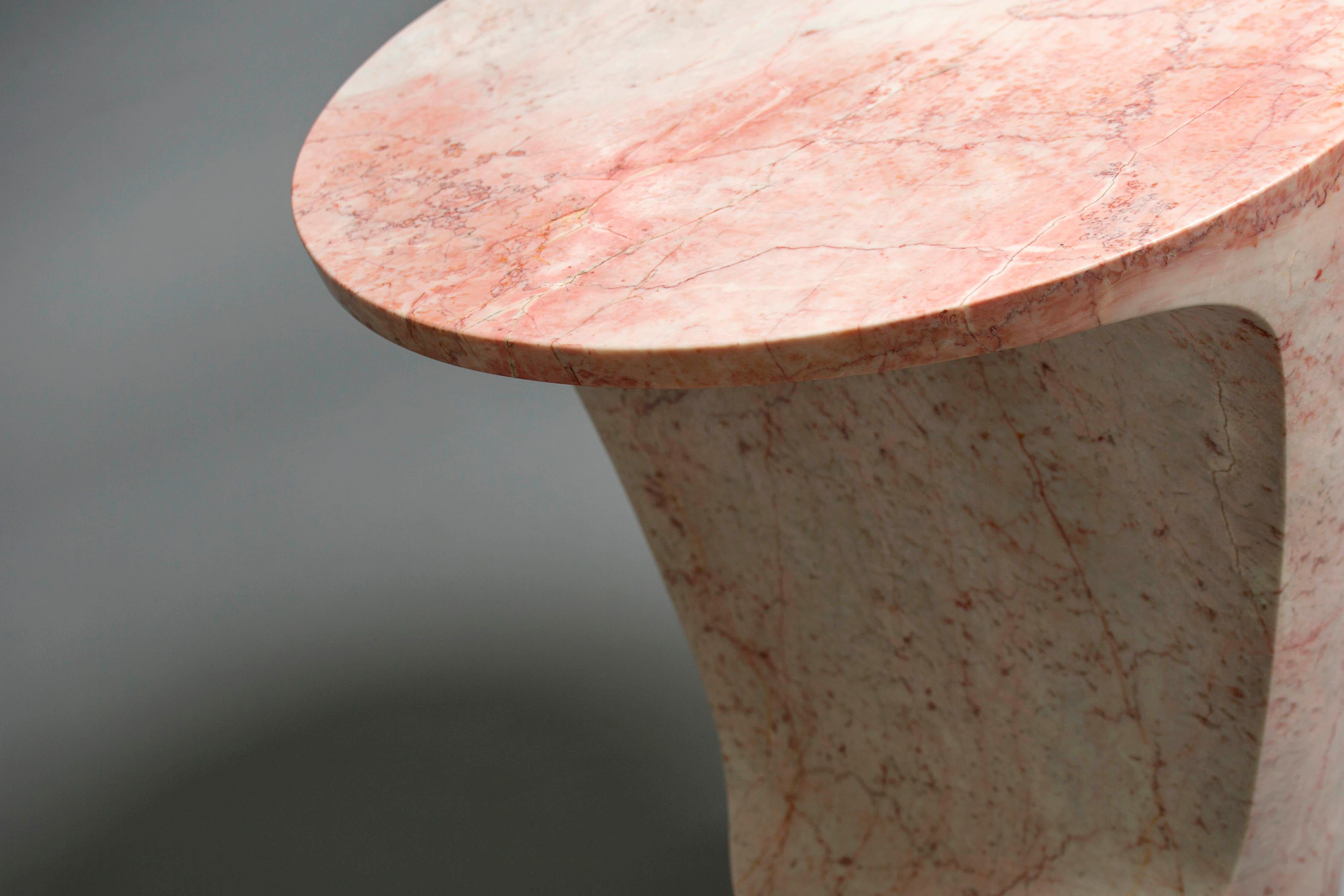 Modern Atlas large Table in Rossata Pink Marble by Adolfo Abejon for Formar For Sale