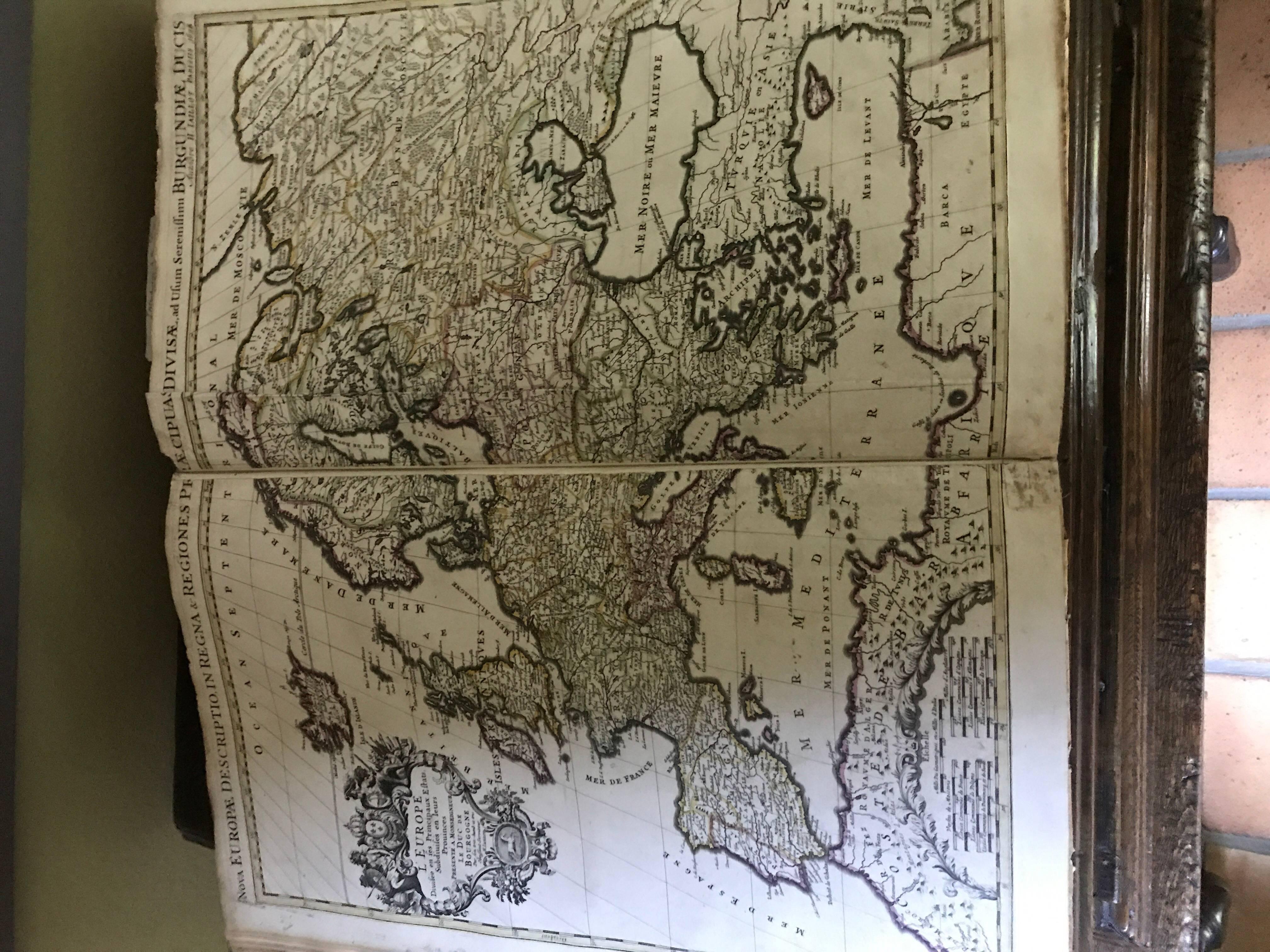 Atlas Minor Du Monde Geographie du monde 1695 17ème siècle en couleur faite à la main en vente 3