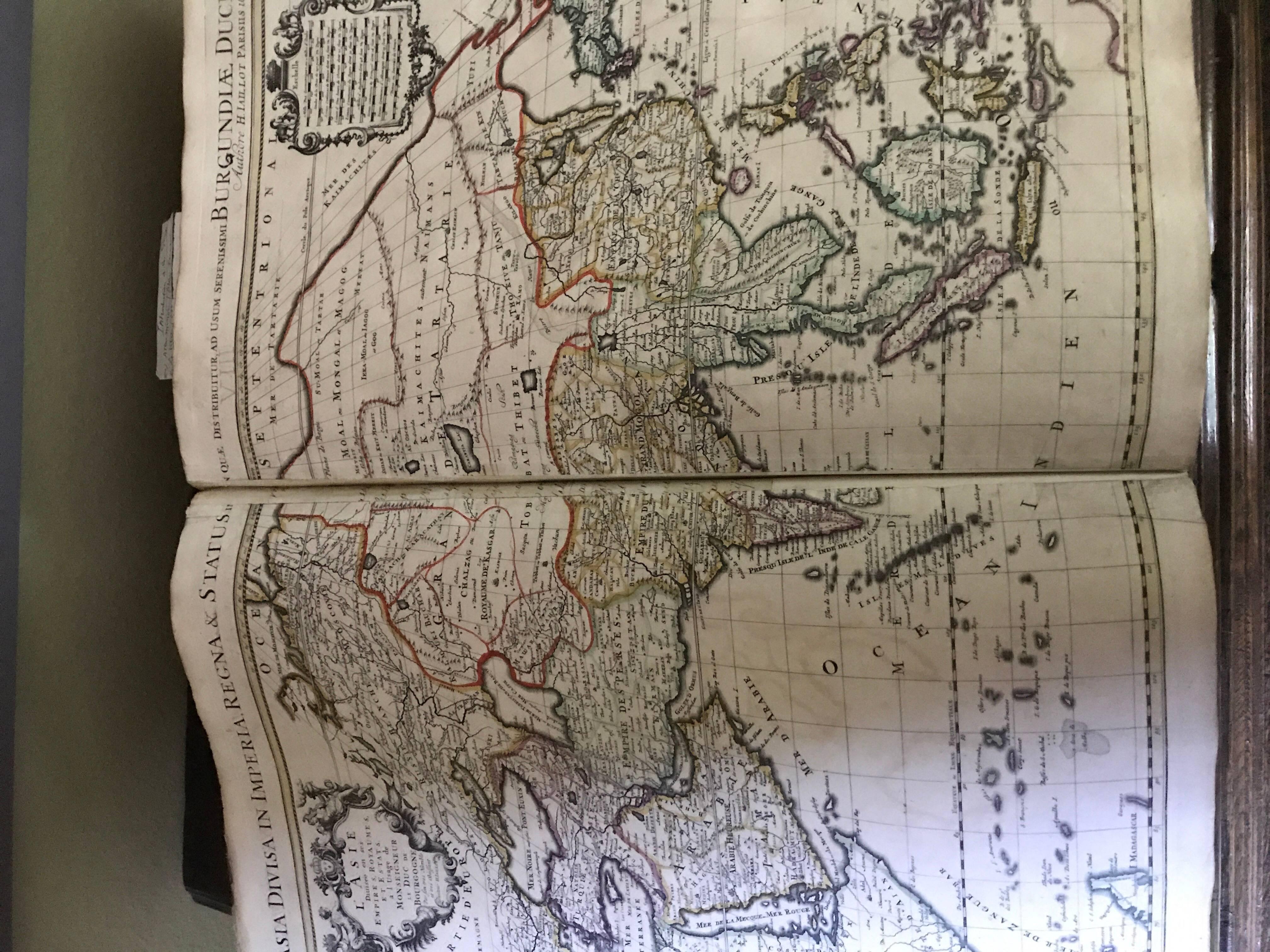 Atlas Minor Du Monde Geographie du monde 1695 17ème siècle en couleur faite à la main en vente 4