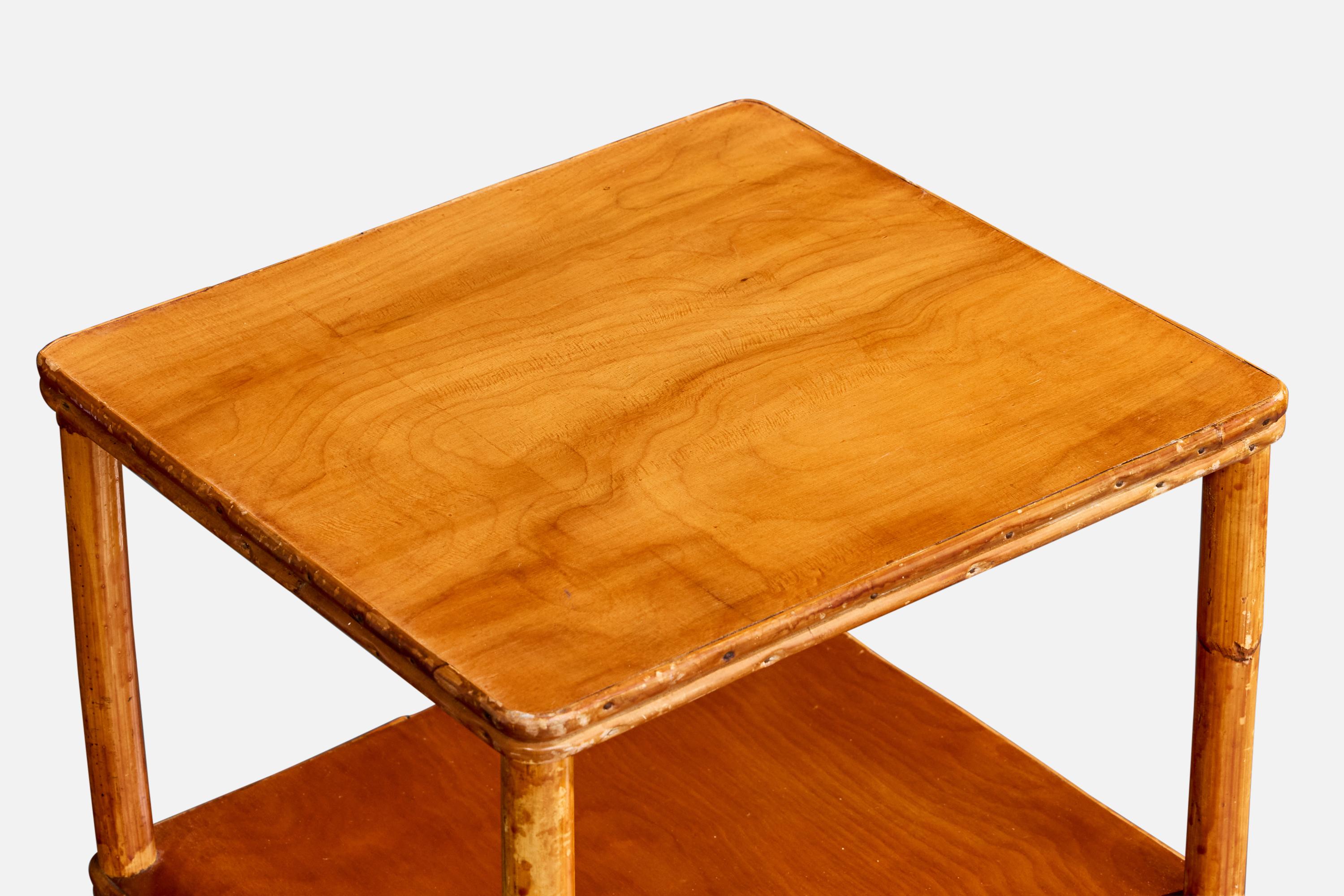 Bambou Atlas Plywood Corp, tables d'appoint, bambou, rotin, érable, États-Unis, années 1950 en vente