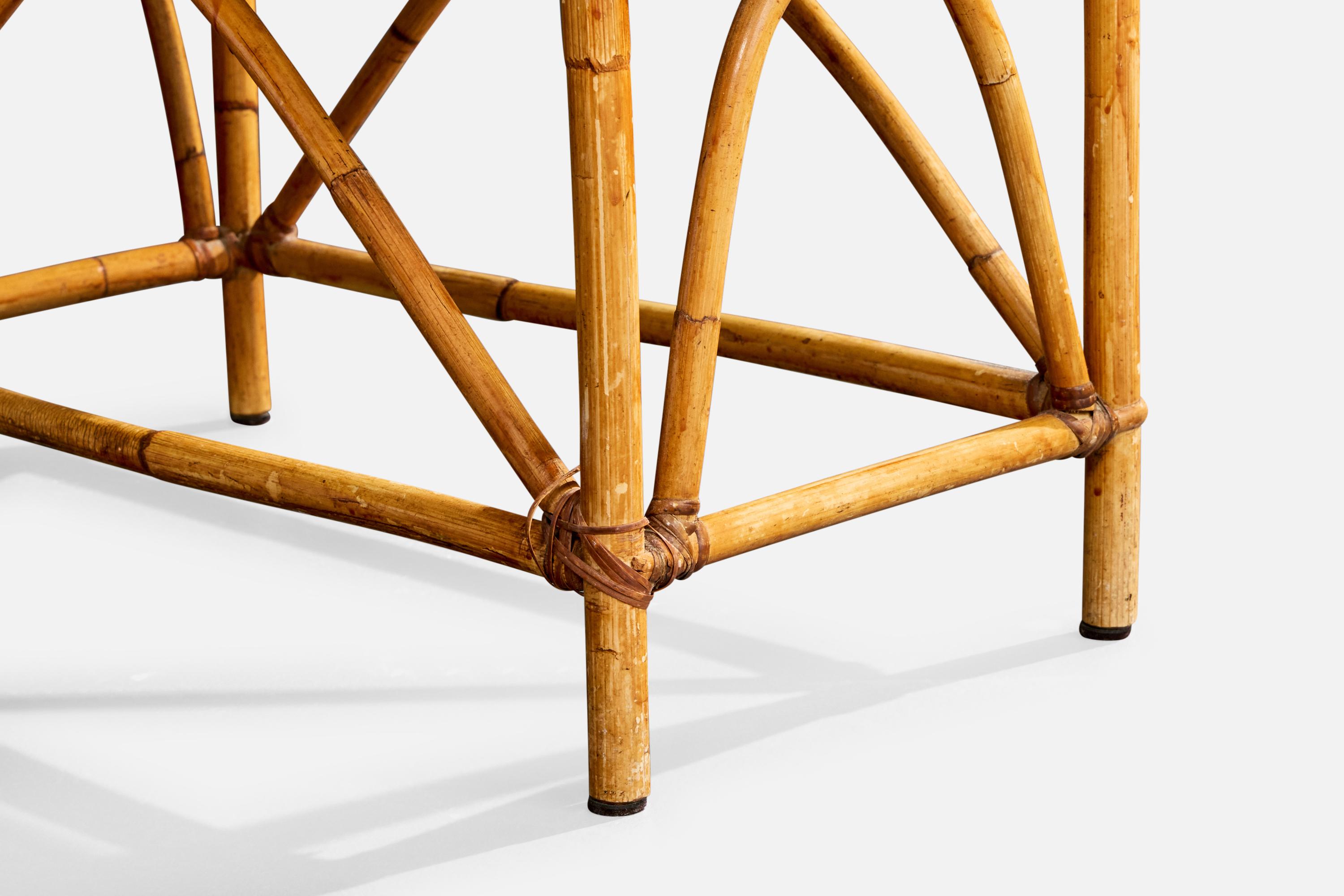 Atlas Plywood Corp, tables d'appoint, bambou, rotin, érable, États-Unis, années 1950 en vente 2