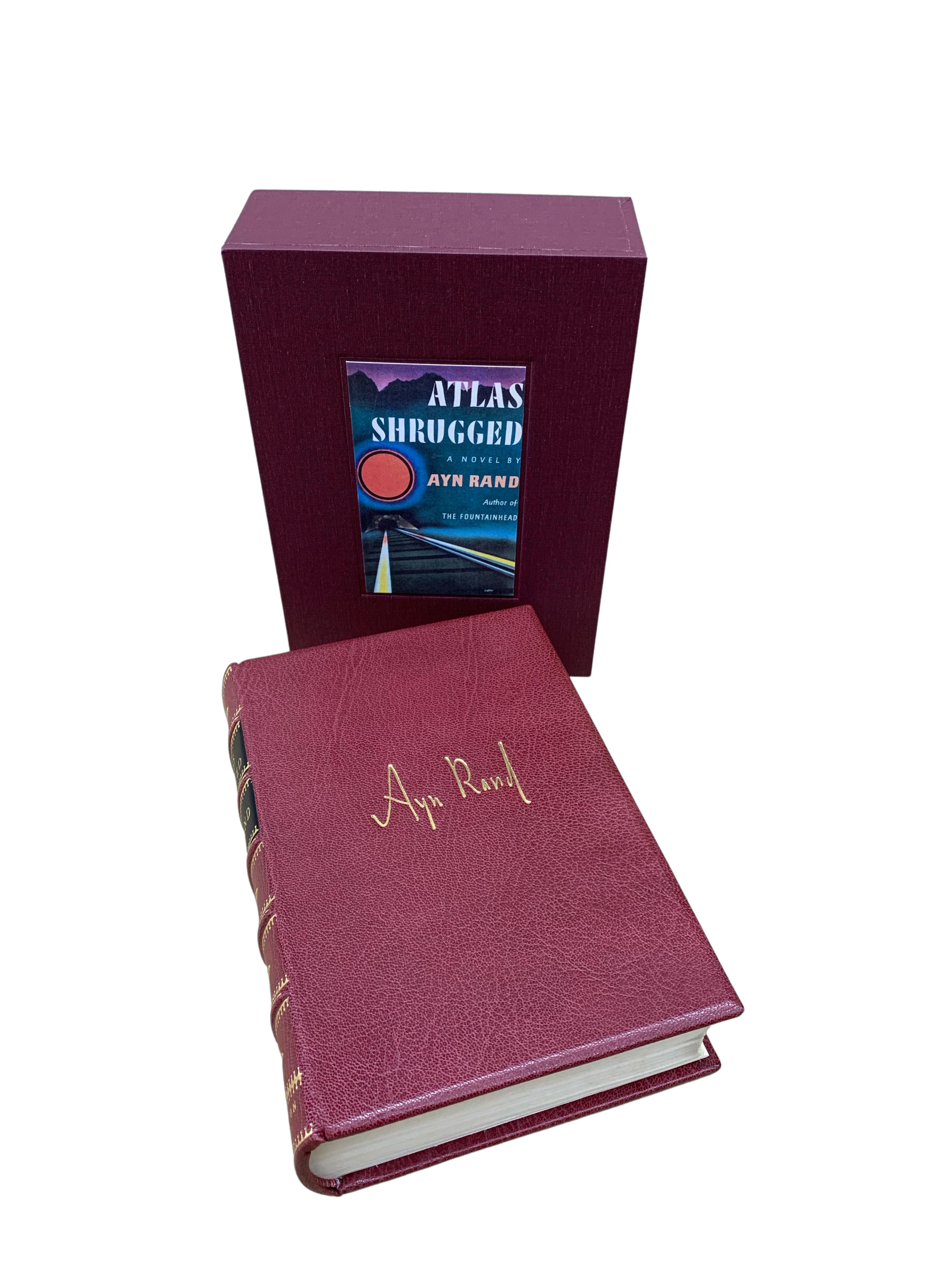 Atlas Shrugged by Ayn Rand, First Edition, First Printing, 1957

Rand, Ayn. Atlas Shrugged. New York: Random House, 1957. First edition, first impression. Octavo printing. Rebound in full Moroccan leather with raised bands and gilt titles to the
