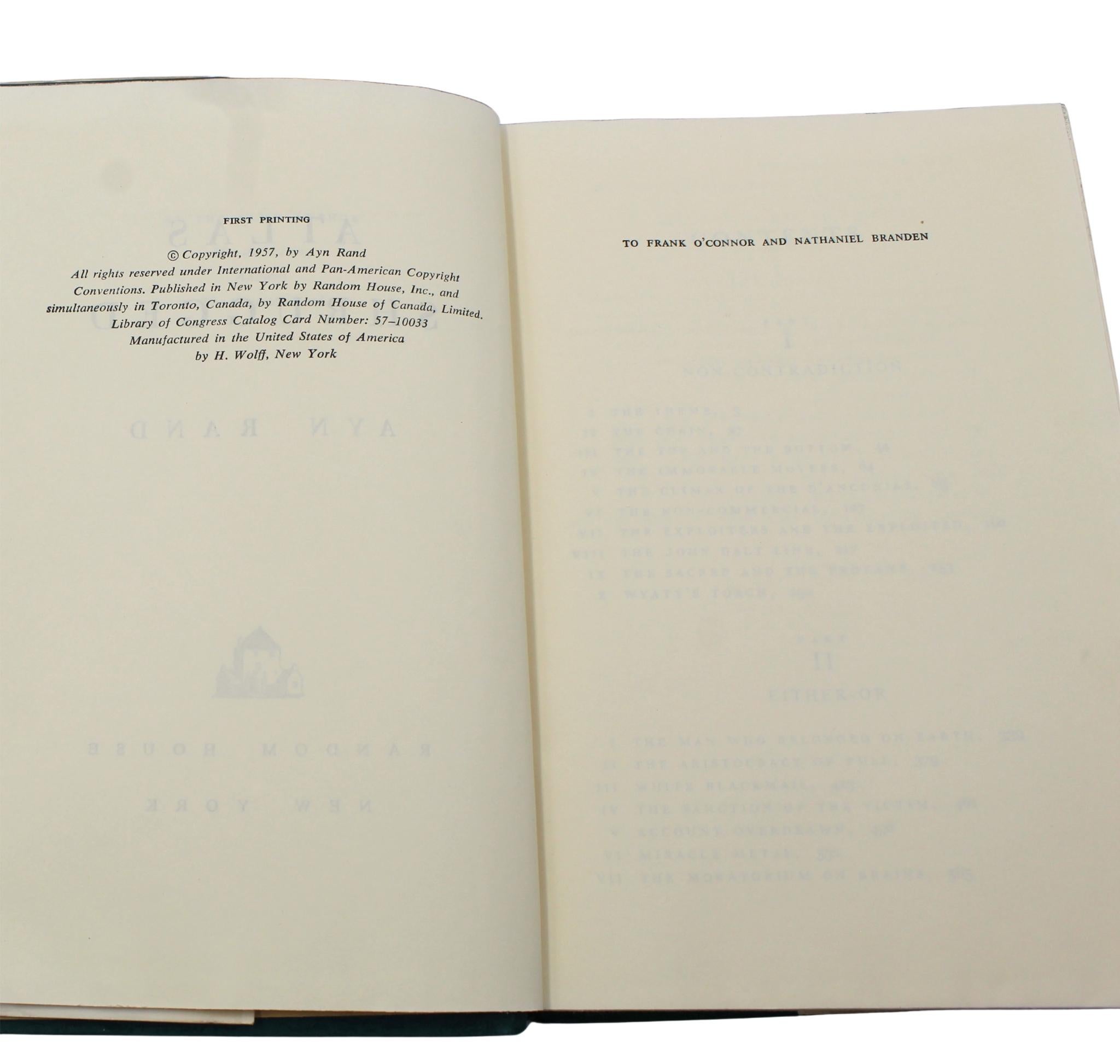 Atlas Shrugged par Ayn Rand, première édition, première impression, sous jaquette, 1957 en vente 5